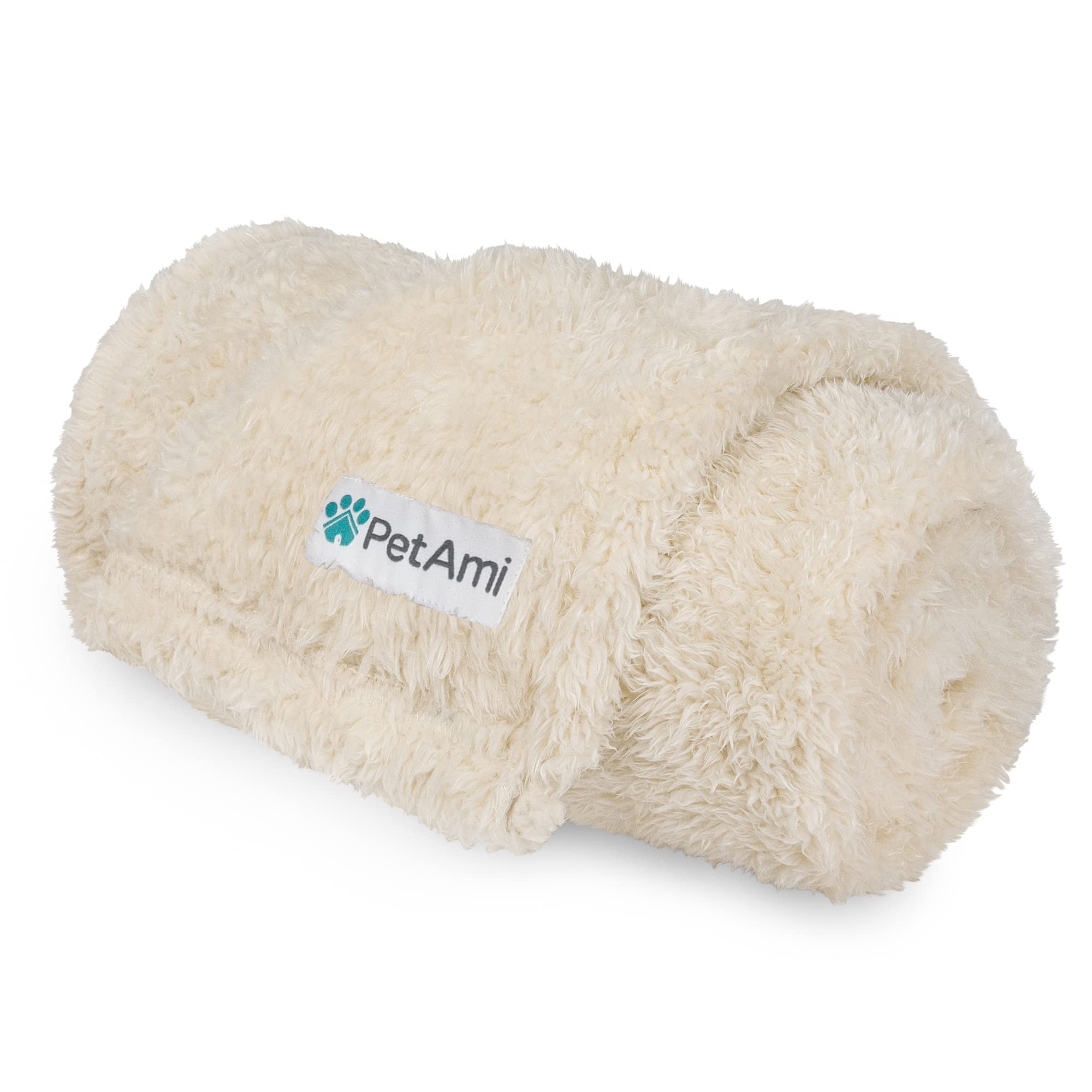 Petami Fluffy Dog Blanket For Small Medium Dog, Pet Blanket For Bed, Sherpa Furniture Couch Cover Protector, Soft Fleece Cat Sofa Throw, Shag Plush Reversible Washable For Puppy Kitten, Beige 29X40