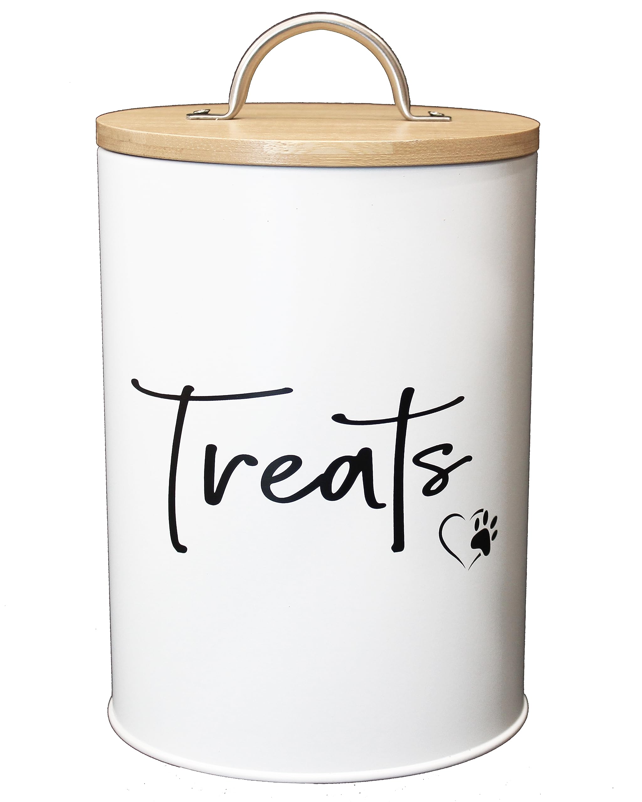 Simply Unleashed White Dog and Cat Treat Container with Easy to Open Bamboo Lid, 98 oz/12 cups