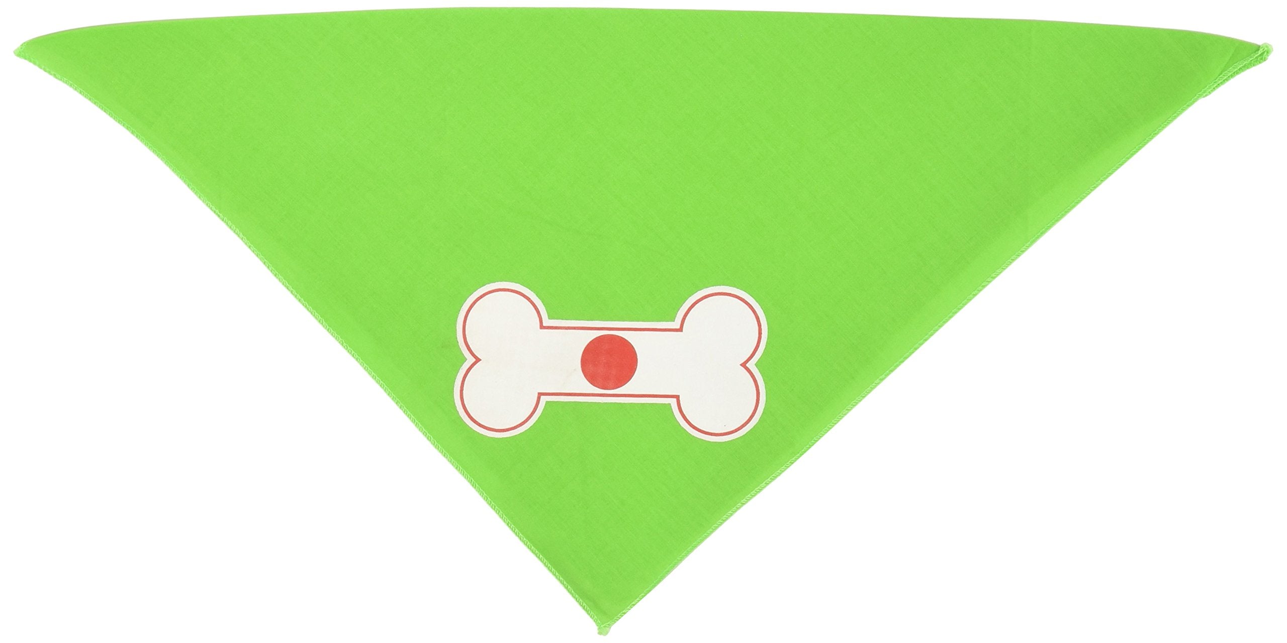 Pet and Dog Bandana Screen Printed, &quot;Bone Shaped Flag Japan&quot; Lime Green Small