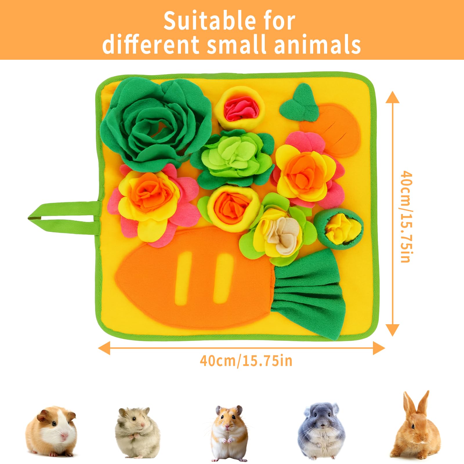 Alibuy Rabbit Foraging Mat,Snuffle Mat for Small Animals Bunny Puzzle Toys Pets Interactive Feeding Mat for Guinea Pigs Hedgehog