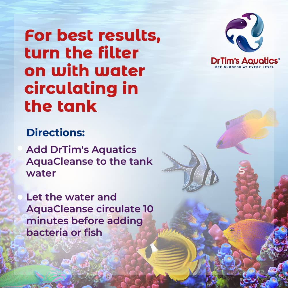 DrTims Aquatics AquaCleanse for Saltwater Aquariums - Tap Water Detoxifier: Dechlorinator & Ammonia Remover for New & Cycled Fis