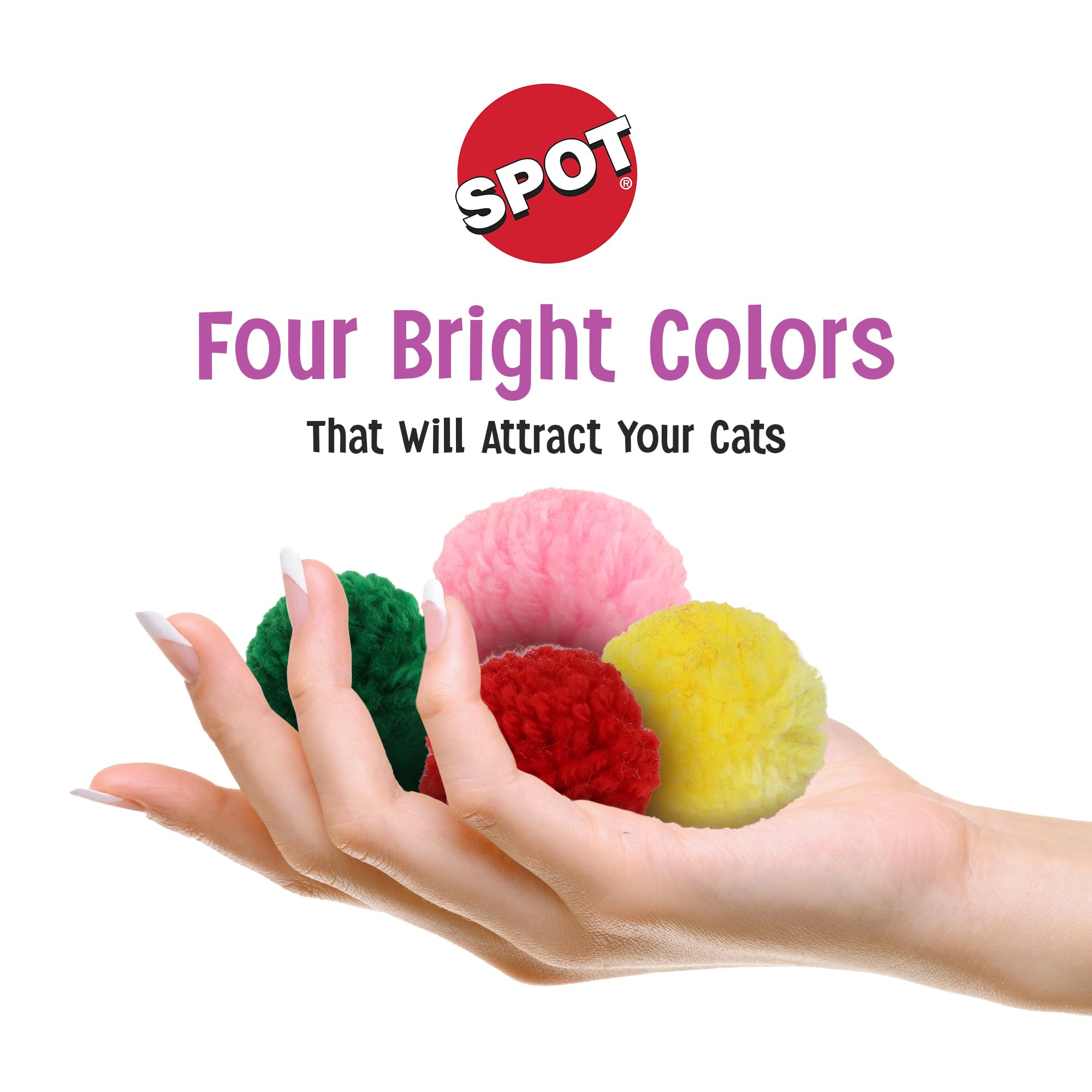 Spot Ethical Wool Pom Poms With Catnip Cat Toy, 4-Pack