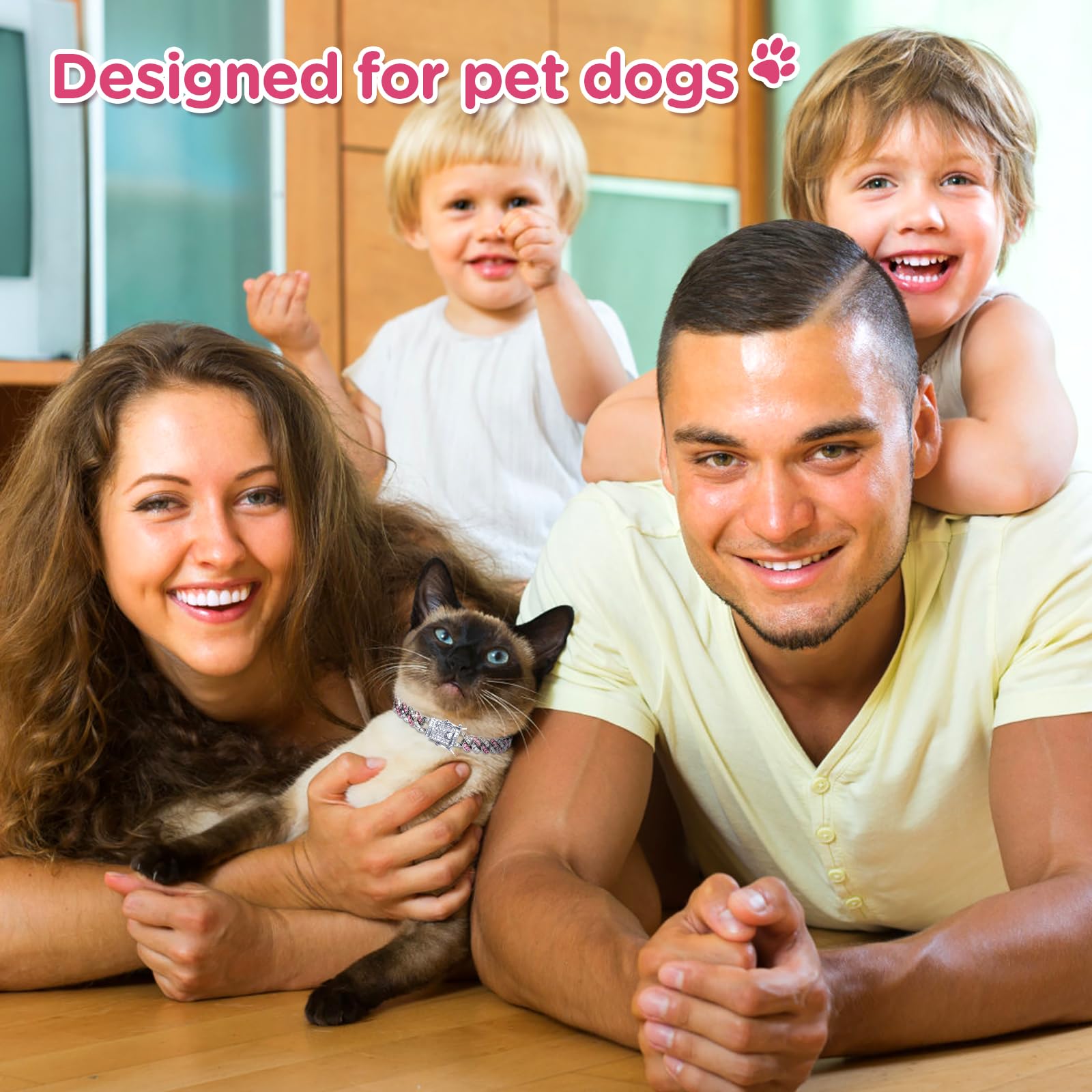 9Inch Glitter Dog Collar Pink Silver Diamond Collars Cuban Girl Necklace Puppy Pet Metal Link Chain With Buckle Christmas Pet Jewelry Accessories Chain For Small Dogs Cats