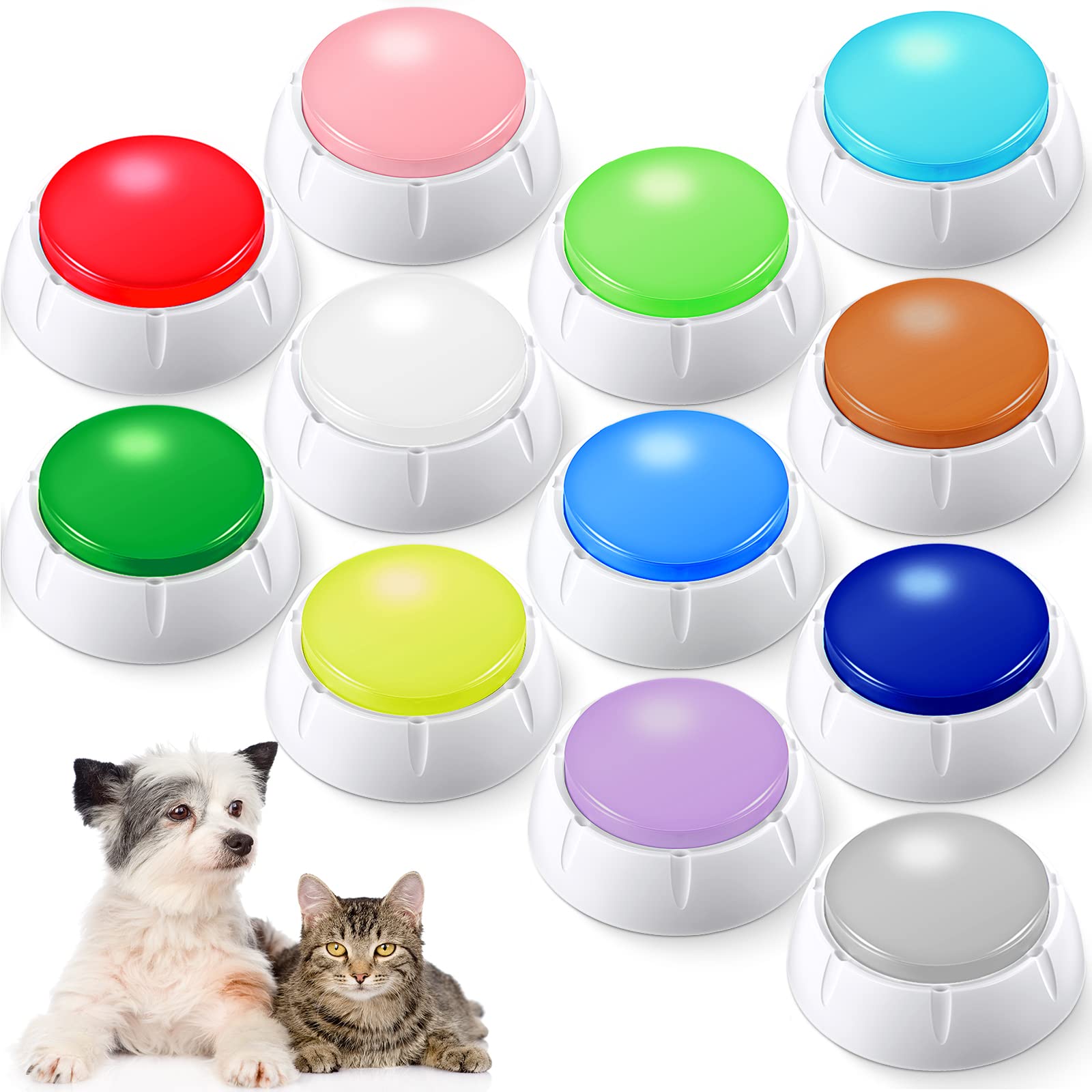 Chumia 12 Pcs Voice Recording Button, Dog Buttons For Communication 30 Second Record & Playback Pet Talking Training Buzzers Fun
