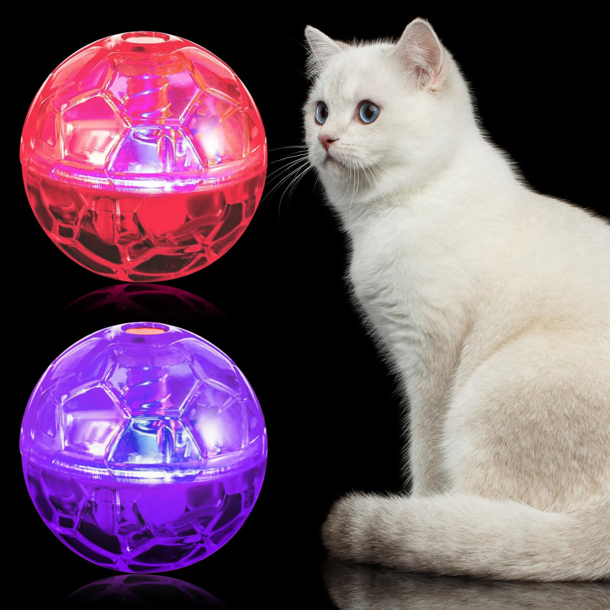 Sratte 2 Pcs Cat Ball Ghost Hunting Light Up Cat Balls Toys Motion Led Motion Activated Flash Glowing Lighted Dog Interactive To