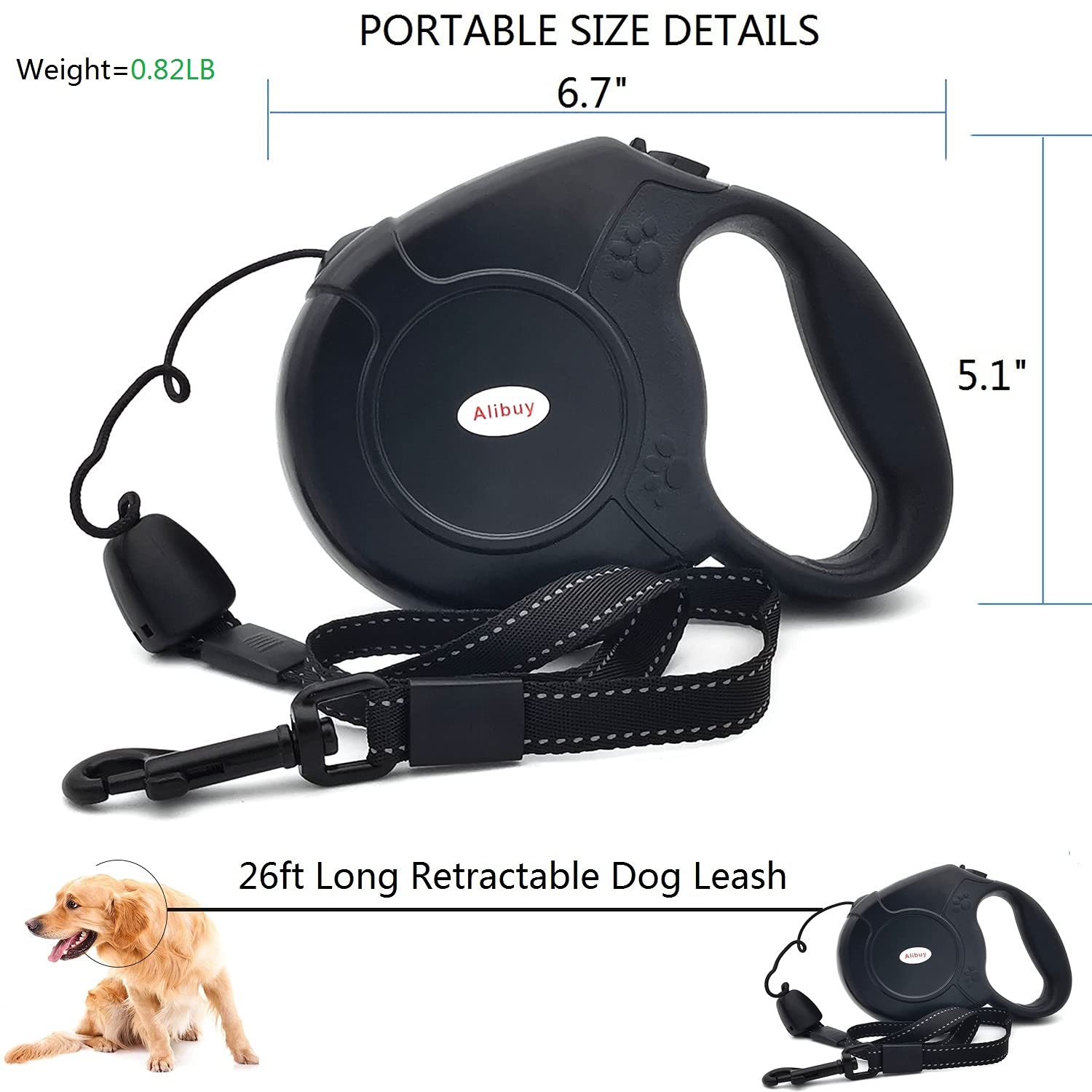 Retractable Dog Leash 26Ft,360 Tangle-Free Long Cord Pet Puppy Walking Leashes,Non-Slip Handle For Small Medium Large Dogs,Up To