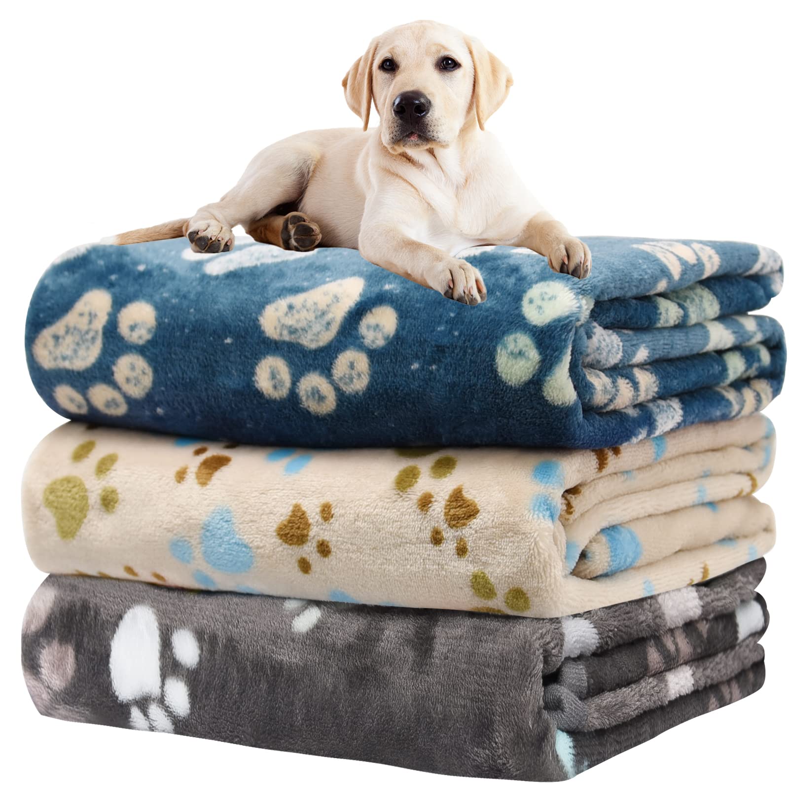 1 Pack 3 Blankets For Dogs, Dog Blankets For Large Dogs, Medium Dog Blanket Super Soft Fluffy Premium Fleece Pet Blanket Flannel