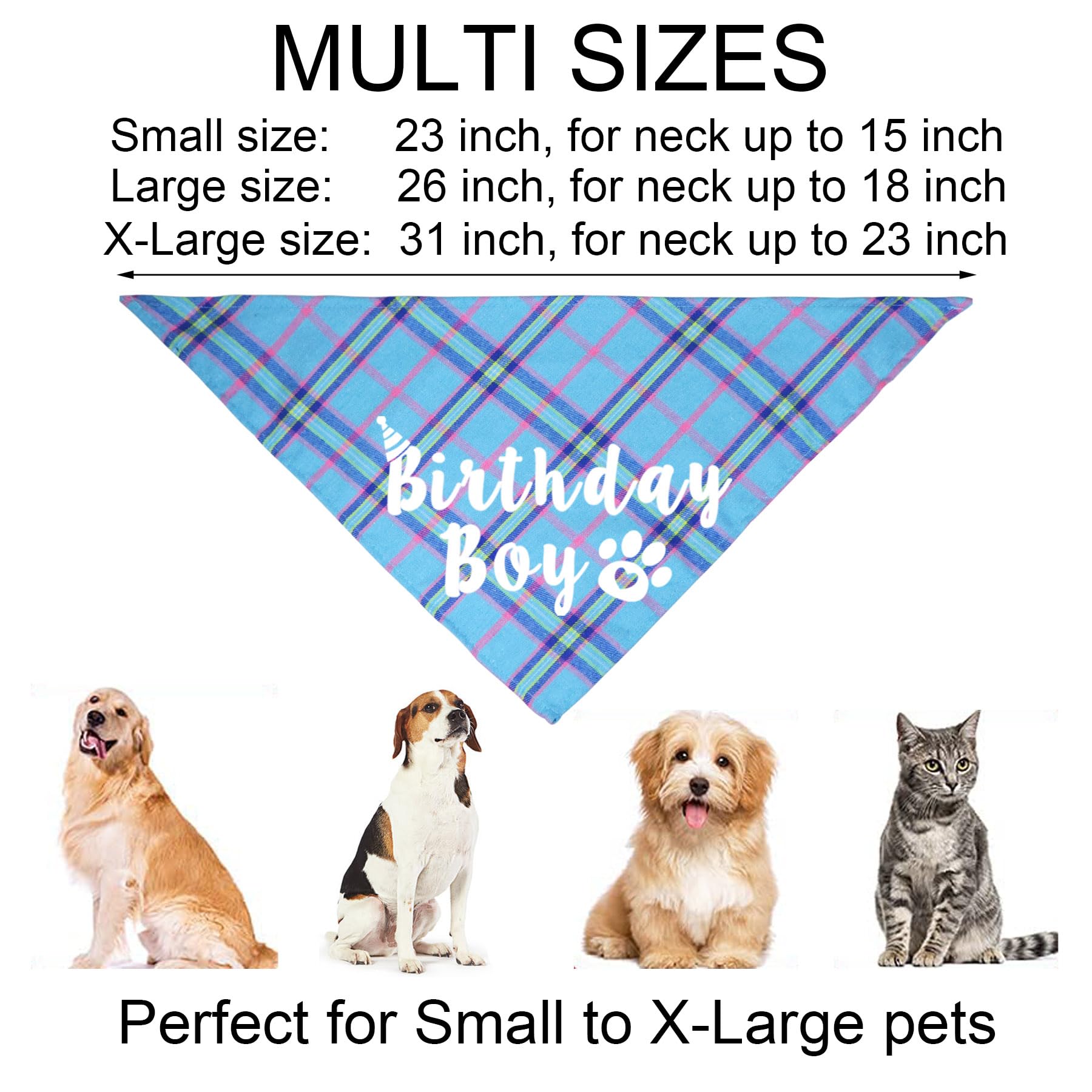 JOTFA Dog Birthday Party Supplies, Multi Sizes Dog Birthday Bandana Boy Dog Birthday Hat Crown with Birthday Numbers Bow Tie for