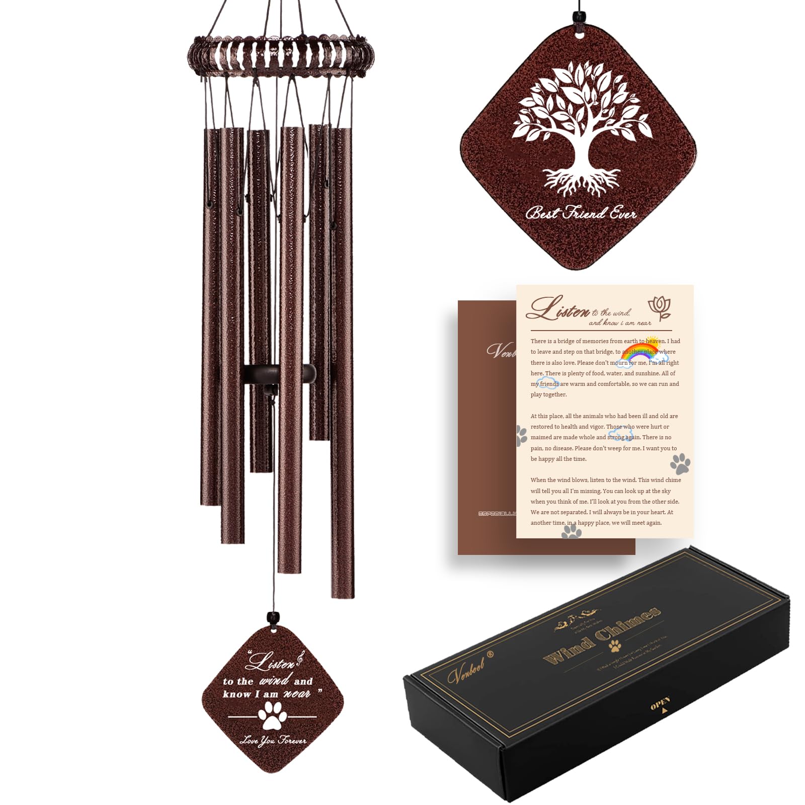 VENBEEL 28  Pet Memorial Wind Chime, Dog Memorial Gifts for Loss of Dog, Dog Passing Away Gift, Dog Sympathy Bereavement Remembr
