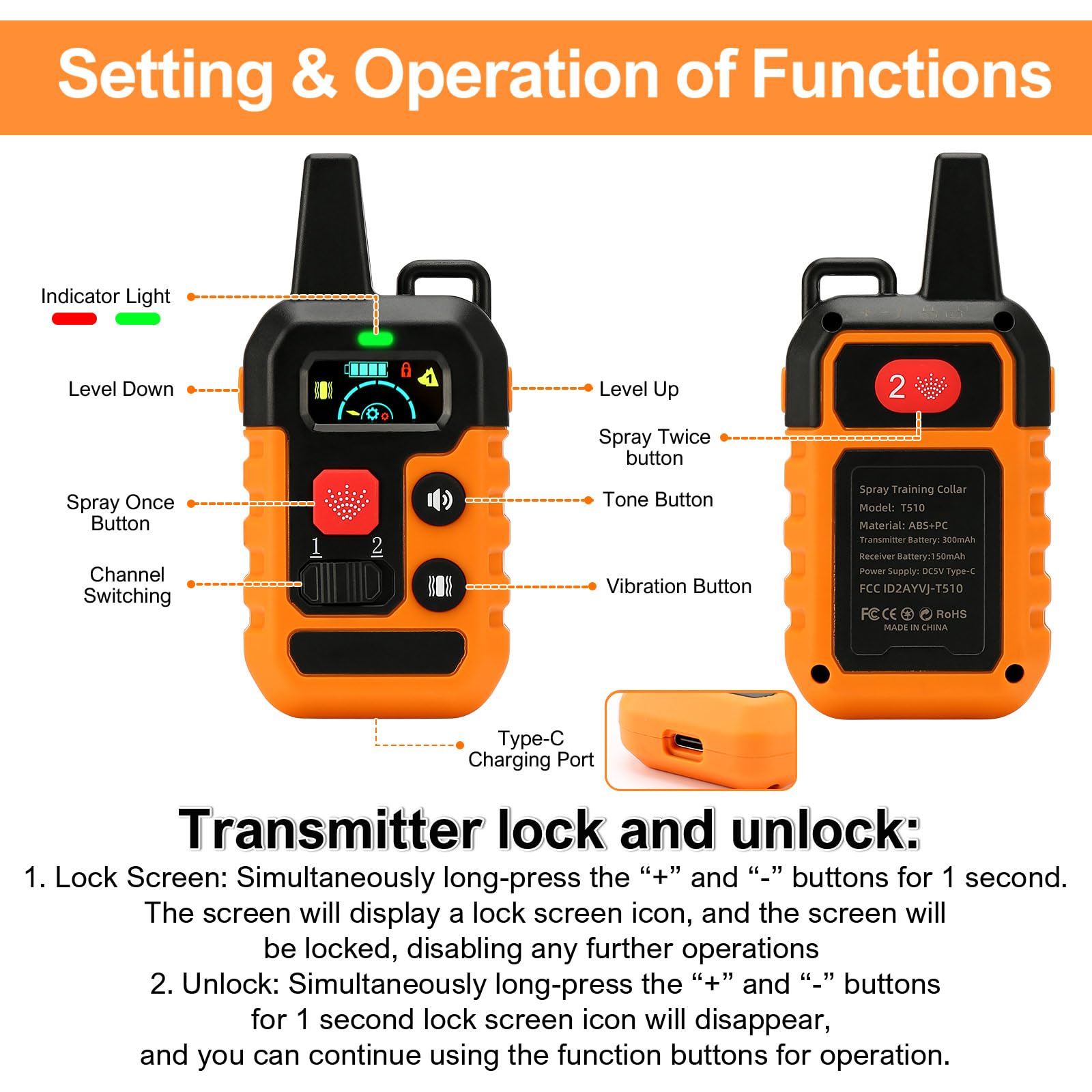 Citronella Training Collar For Dogs [2*Citronella Collar, No Automatic] With Beep/Vibration/Spray 4 Mode & 6 Adjustable Sensitiv