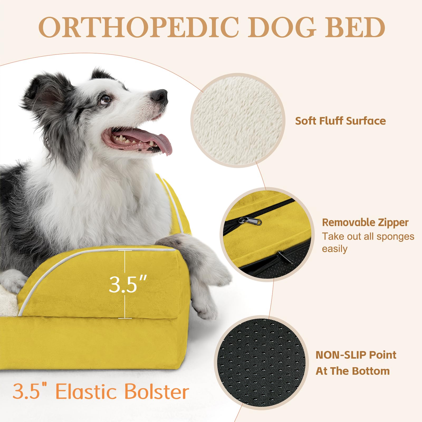 Comfort Expression Small Dog Beds Waterproof Orthopedic Foam Dog Sofa Beds For Medium Dogs Comfy Pet Bed With Washable Removable