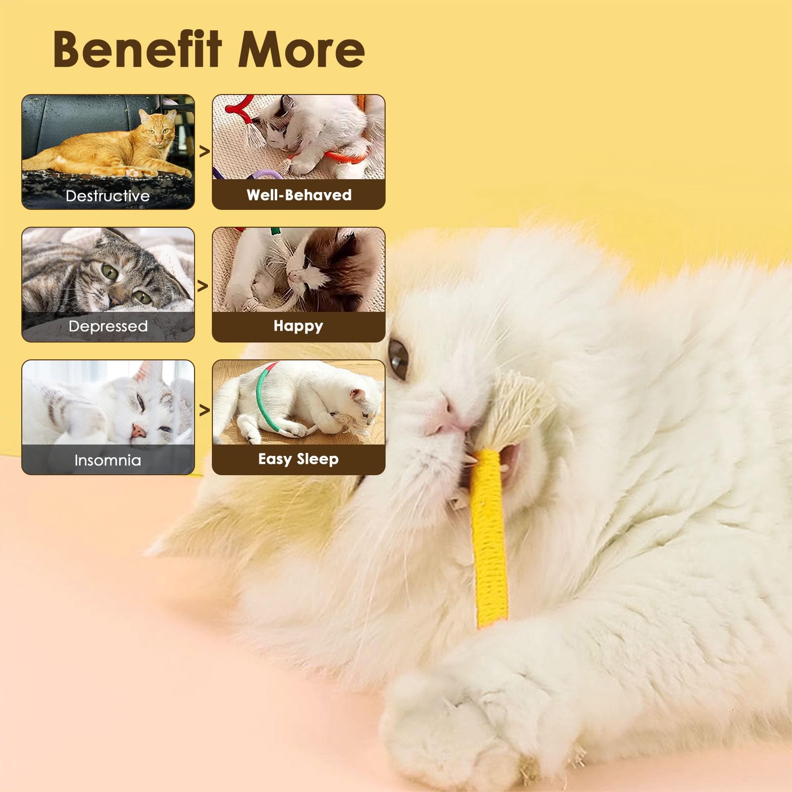 Letalong 3 PCS Cotton Rope Cat Toys for Indoor Cats, Interactive Cat Rope Toys with Silvervine Fruit for Cats and Kittens, Handm