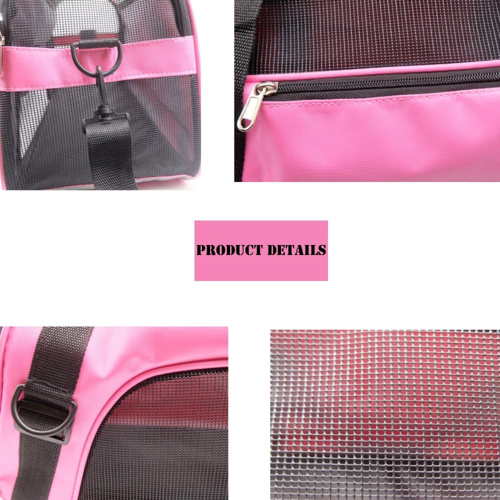 ZaneSun Soft-Sided Cat Carrier - LightPink, Portable, Airline Approved, Foldable Pet Bag for Cats & Small Dogs