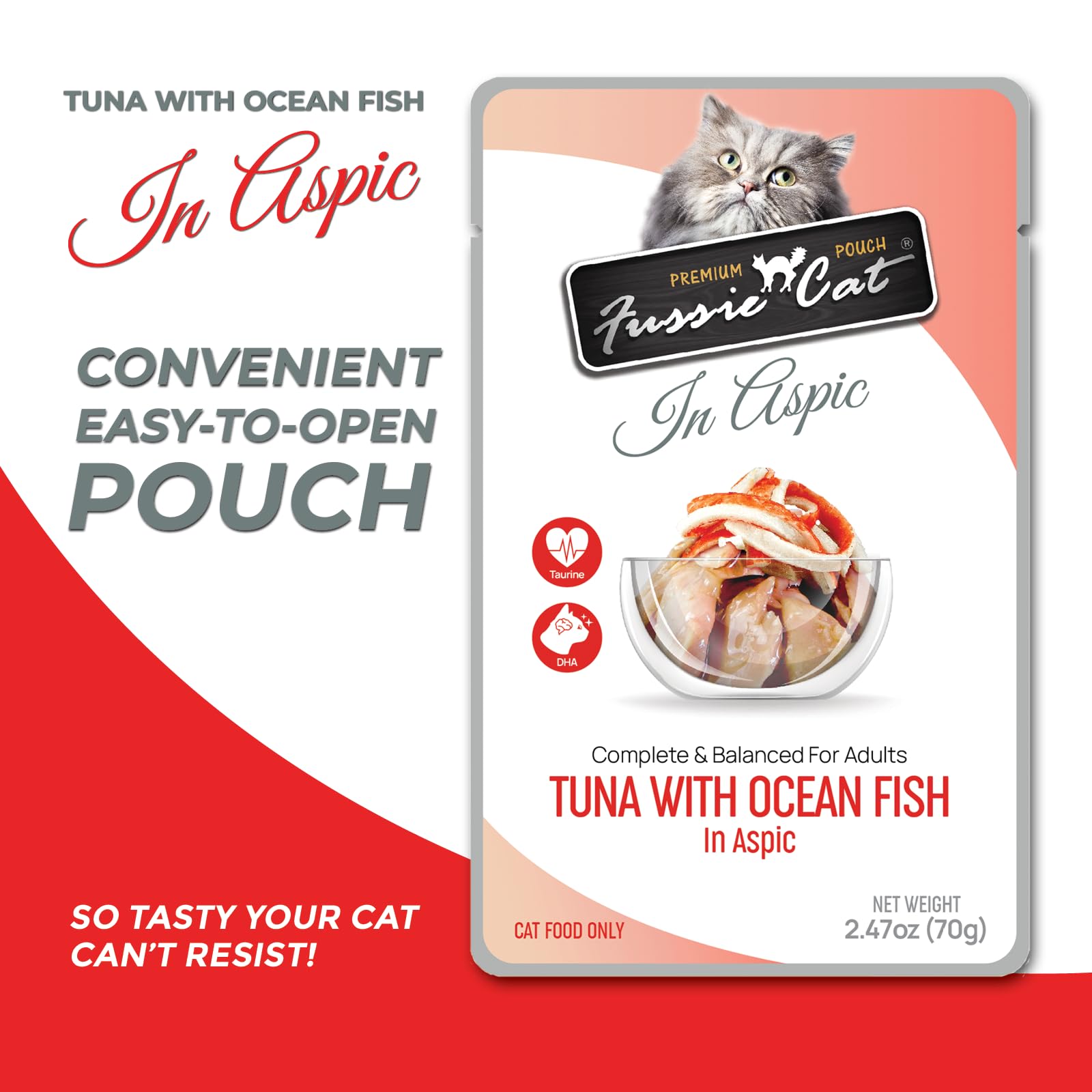 Fussie Cat Premium Tuna with Ocean Fish in Aspic, 2.47 oz (Pack of 12)