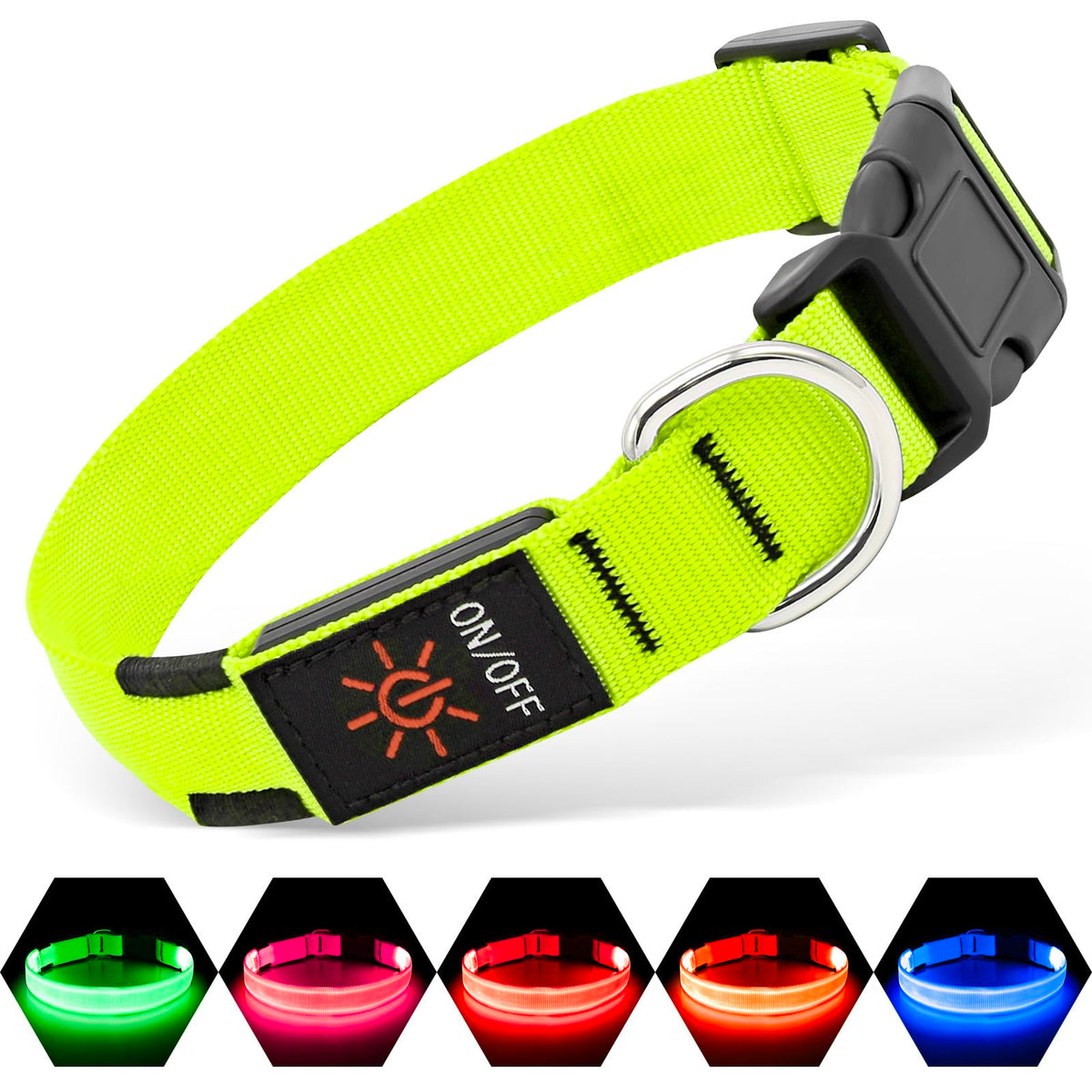 Illumifun Led Dog Collar, Usb Rechargeable Light Up Collar Glow In The Dark, Adjustable Dog Safety Collar Light For Your Dogs Walking Camping (Green, Large)