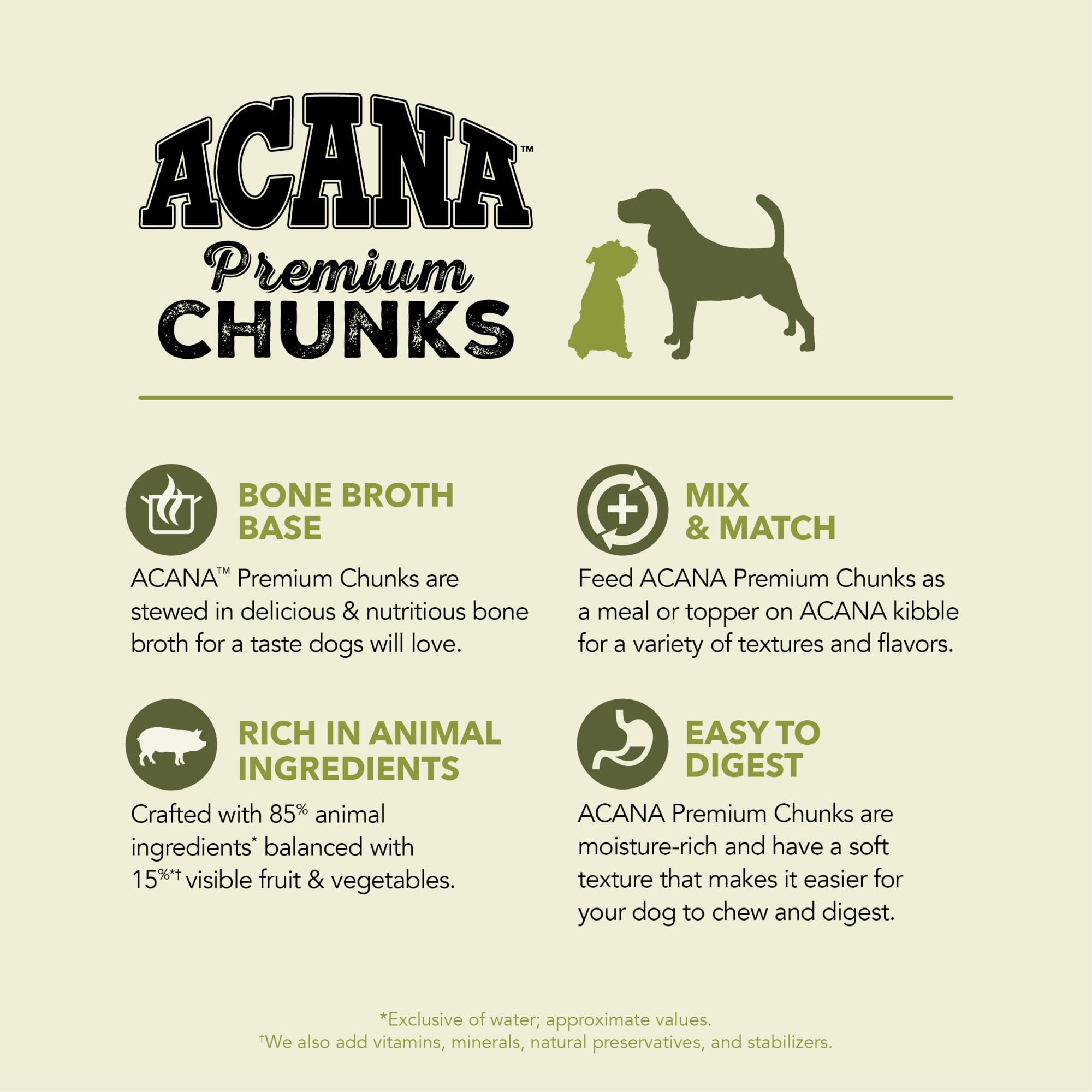 ACANA Premium Chunks in Bone Broth Grain-free Wet Dog Food Pork Recipe 12.8oz Cans (12 Count)