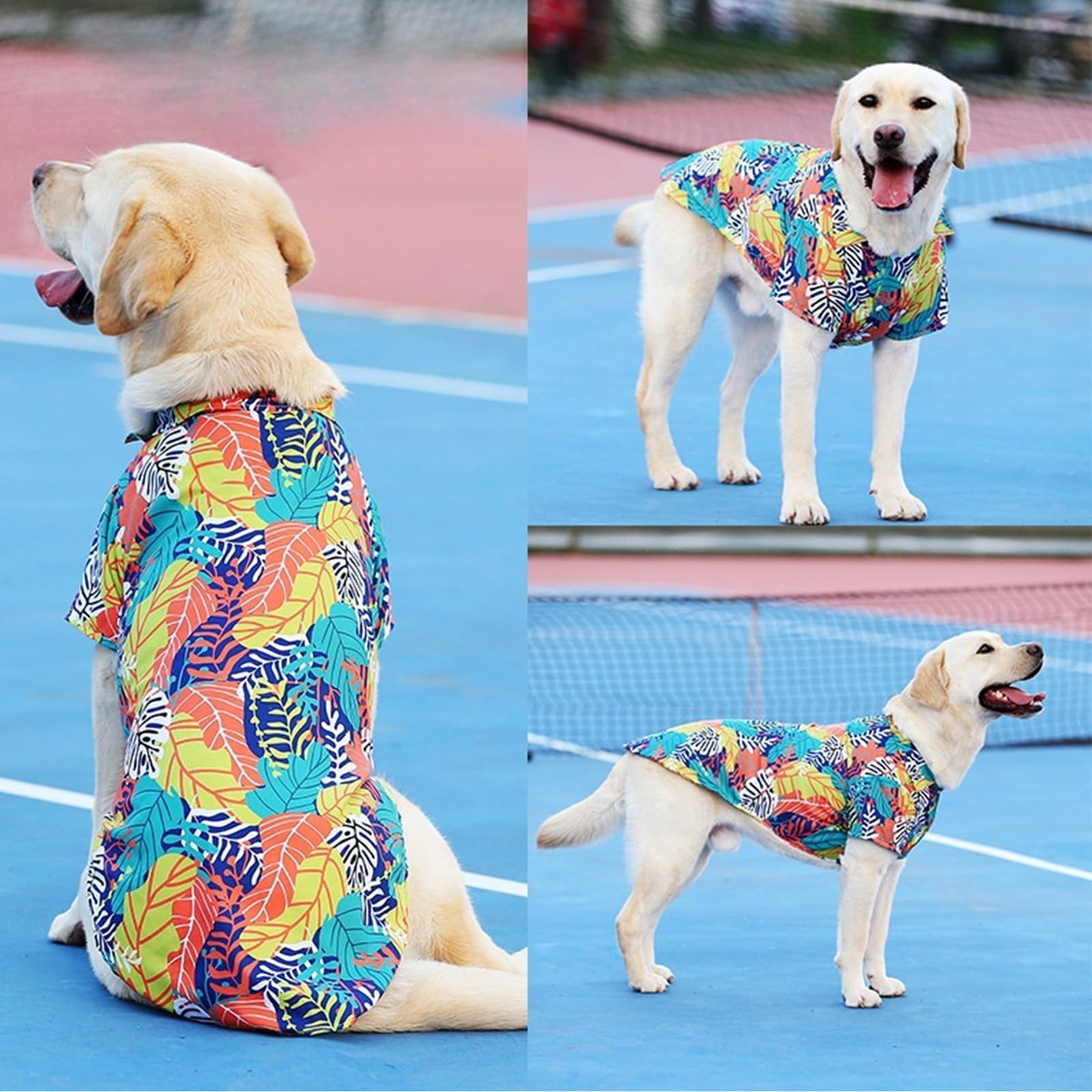 Lhyz Park Hawaiian Beach Print Pet Dog Cat T-Shirts Cute For Small To Medium Dog Cats Cool Summer Vest Camp Shirt Clothes (Orang