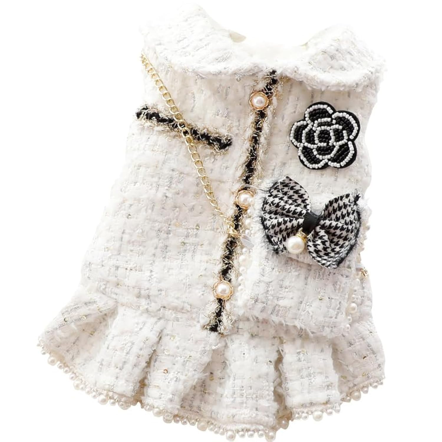 Dog Princess Dresses For Small Dogs Lolita Clothes Tweed Costume White Pet Girl Cute Coat Outfits Fall Costumes (Xl,White)