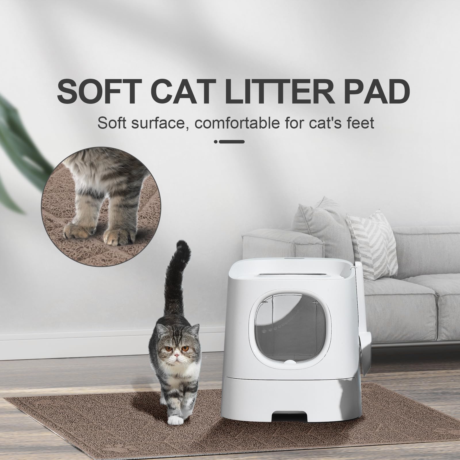 Motsamla Cat Litter Mat, Litter Trapping Mat Soft On Kitty Paws, 35'' X 24'' Kitten Litter Box Mat For Cleaner Floors, Waterproo