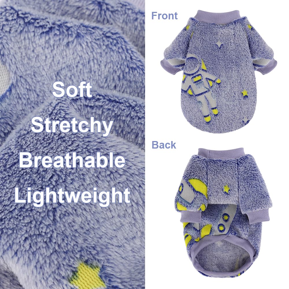 Kosiyi Small Dog Sweater Night Glow Fleece Clothes For Girl Boy, Warm Pullover Sweatshirt, Winter Pet Coat Jacket Cat Costume, F