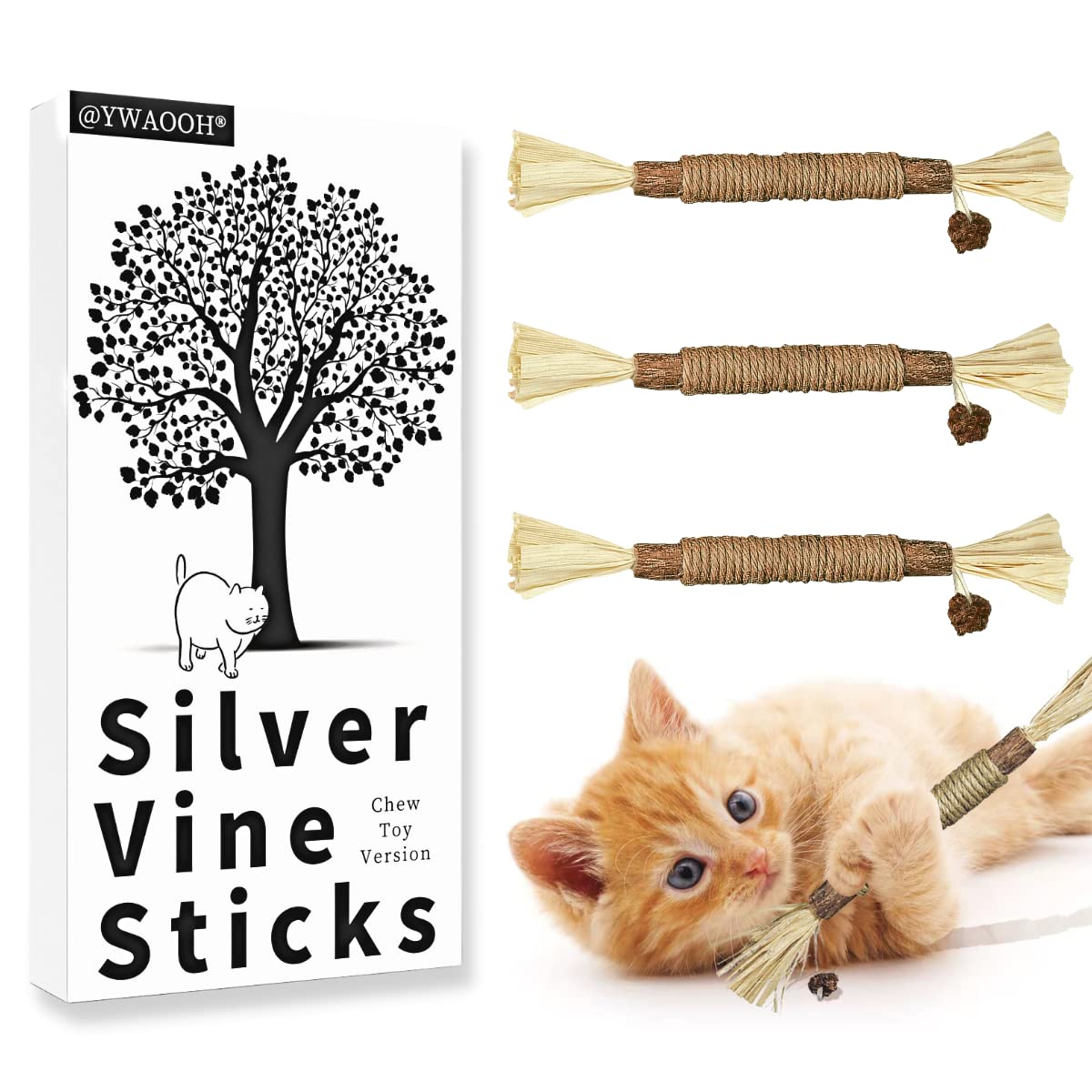 Ywaooh Catnip Toys With Silvervine For Cats, Cat Chew Toy For Kitten Teething, Interactive Cat Toy For Indoor Cats, Natural & Sa