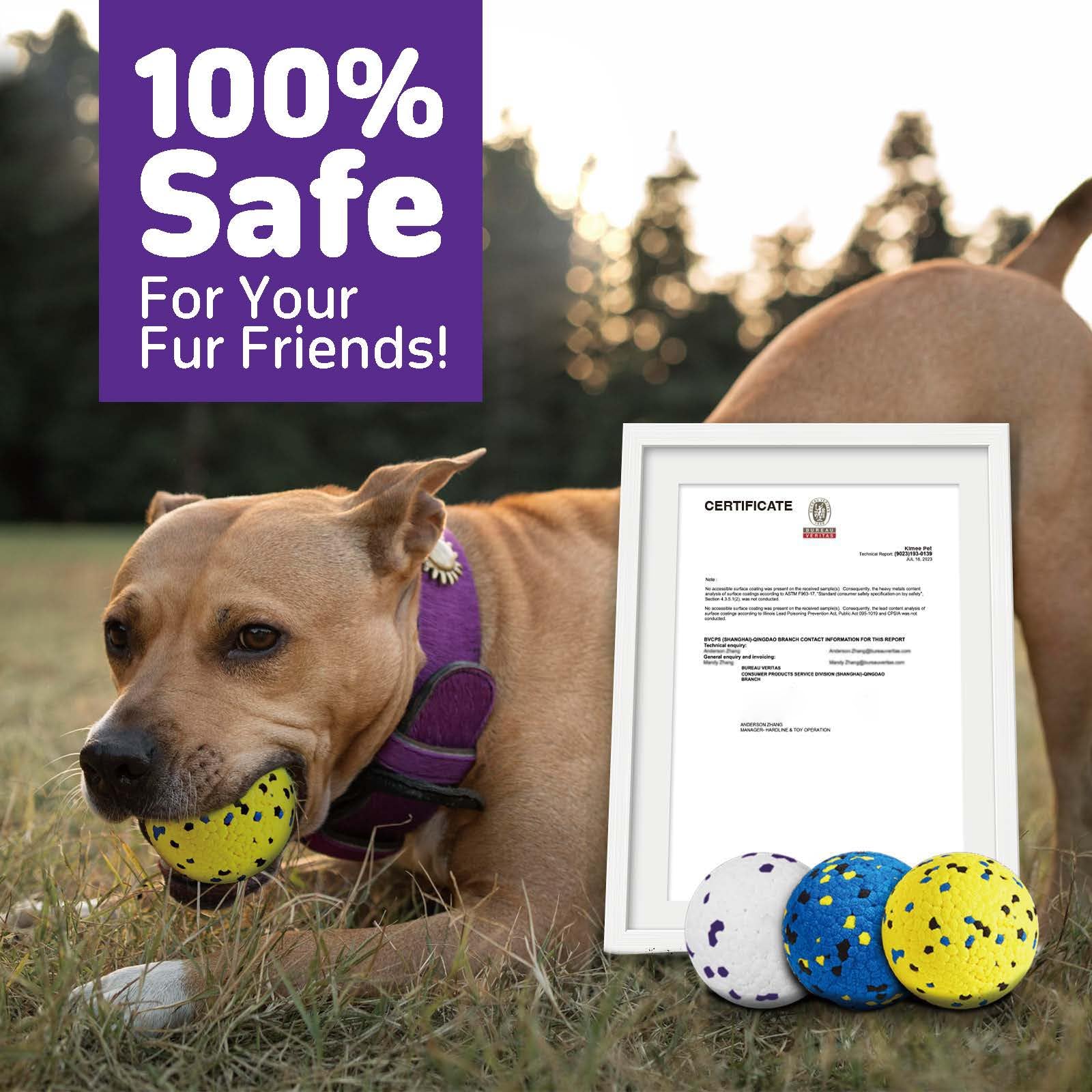 Kimee Dog Balls - Durable ETPU Tennis Ball Toys for Aggressive Chewers, Fetch Balls for Large, Medium, Small Dogs & Puppies, Blue (4 Balls)