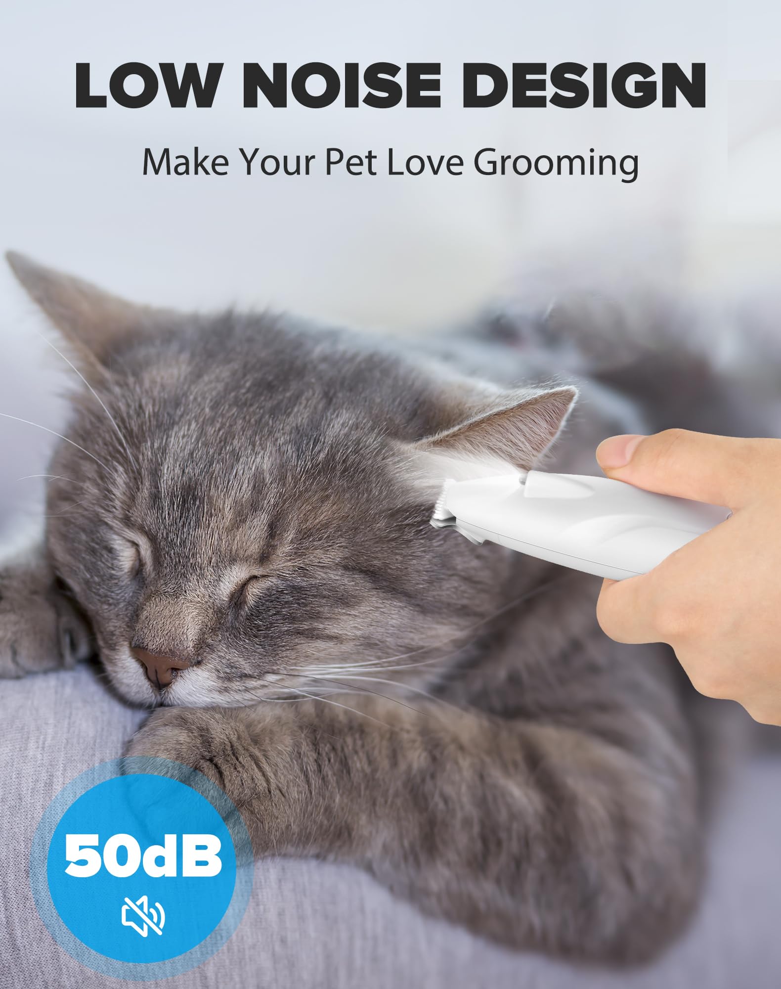 Dodiff Paw Trimmer, 2 Speed Low Noise Dog Clippers For Grooming, Cordless Rechargeable Dog Hair Trimmer With Led Light, Widen Bl