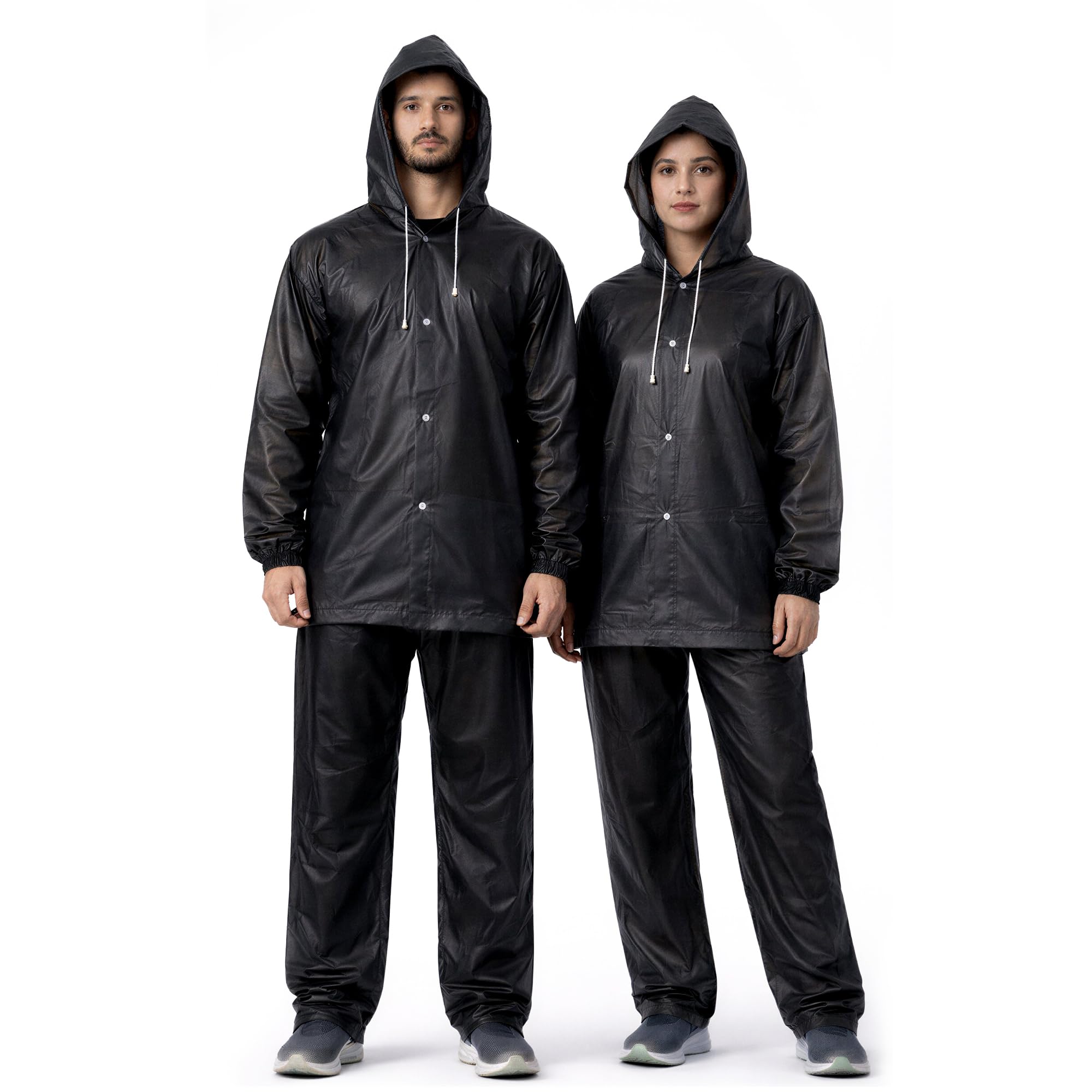 Robustt Unisex Eva Rainsuit Jacket & Pant Set (Pack Of 1)| Black | Waterproof Raincoat For Men & Women | Hooded Full Body Rain P