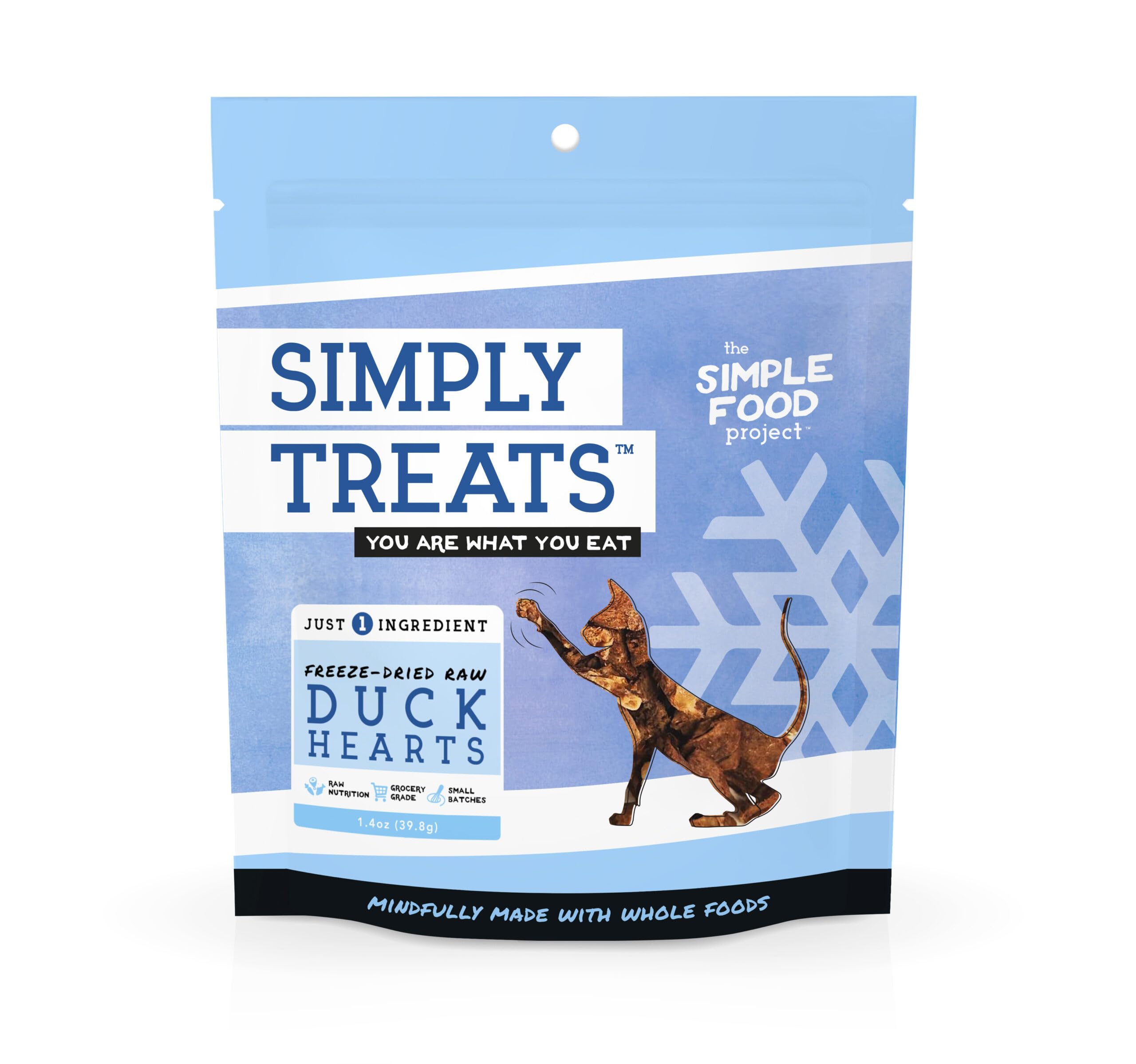 Simple Food Project The Freeze Dried Raw Cat Treats Grain Free, All Natural, with Just 1 Ingredient - Duck Hearts