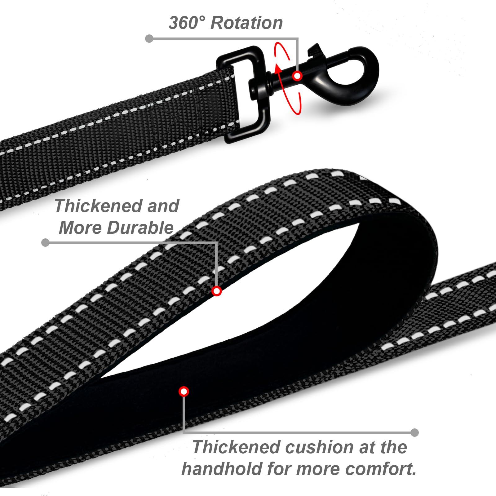 Htnlbqy Double-Sided Reflective Dog Leash, 5 Ft Padded Handle Nylon Dogs Leashes For Medium & Large Dogs Walking, Reinforced Ref