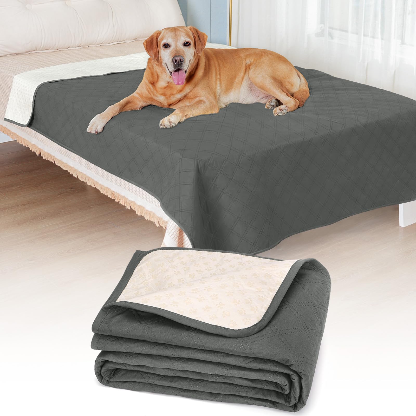 HezzLuv Waterproof Dog Blanket, Soft Bed Cover Pet Blankets AntiSlip Mat Furniture Protector, Washable, ScratchProof, Pet Fur 