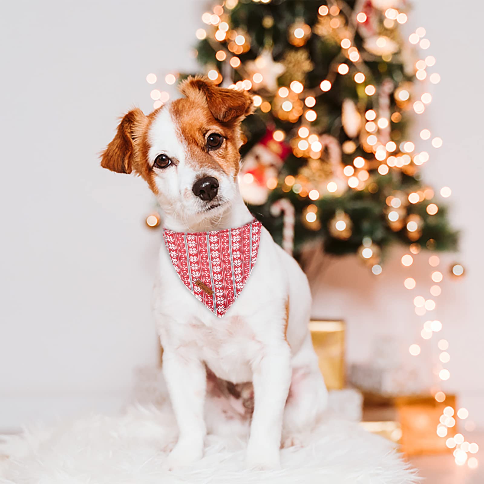 Up Urara Pup Christmas Dog Bandana - Snowman Triangle Bib Scarf For Girl Boy Dogs, Cotton Pet Kerchief, Cute Red Adjustable Wint