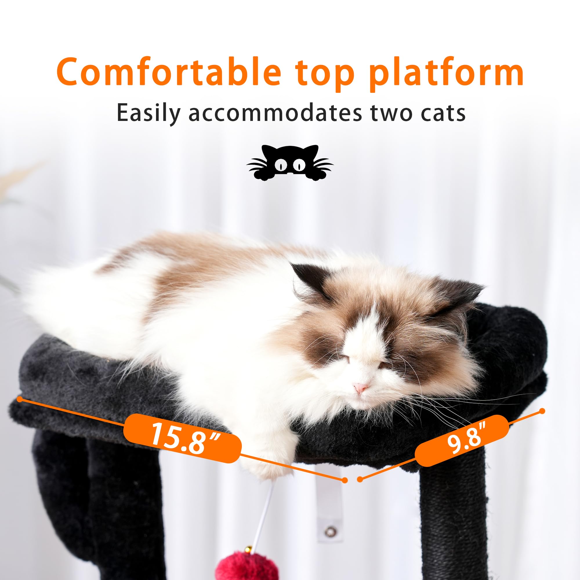 Heybly Cat Tree, 39.4 Inches Gothic Tower Condo With Scratching Post, Cat Tower For Indoor Cats, Fully Wrapped Sisal Pole, Soft