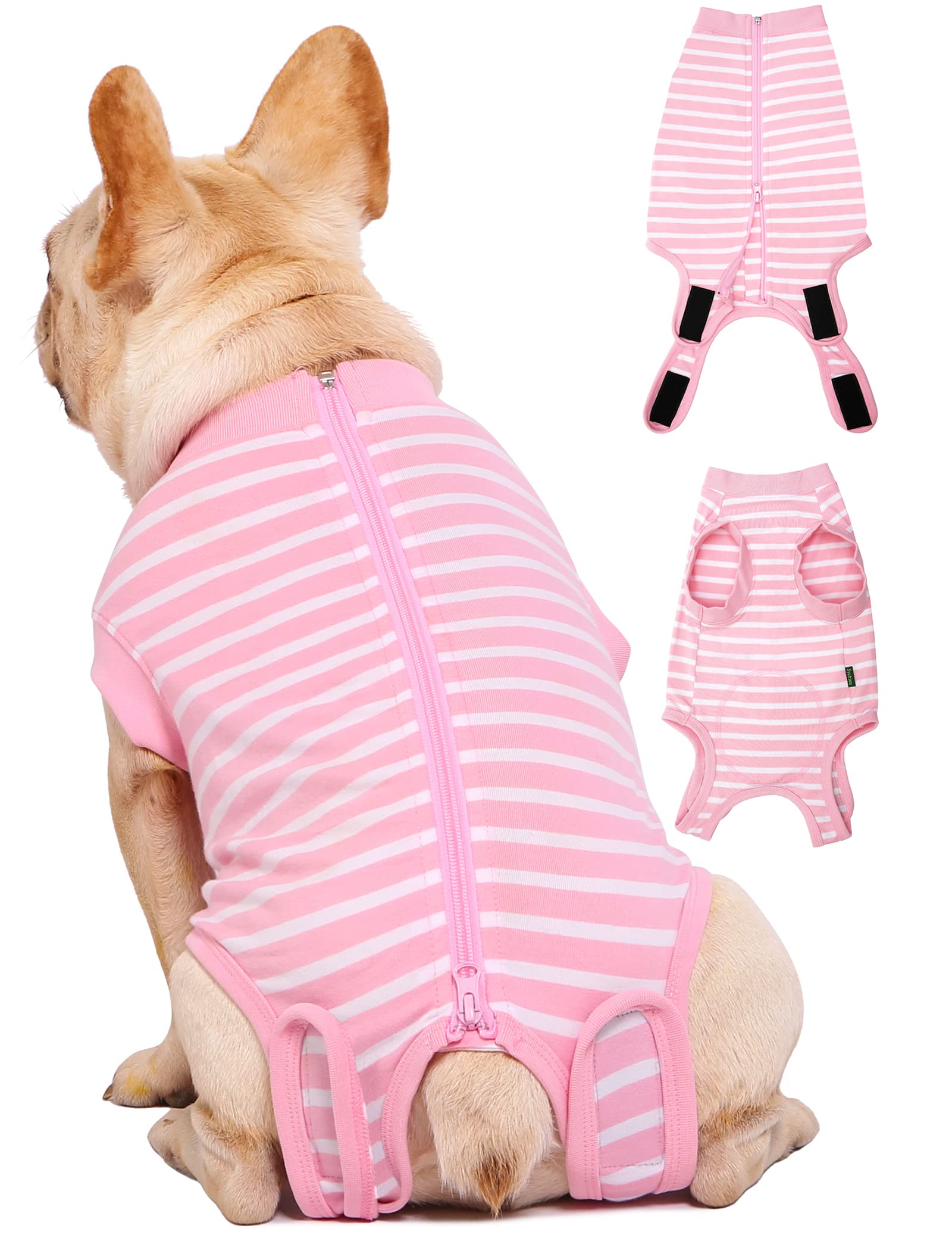 Sychien Dog Recovery Suit Female,Pink Large Surgery Recovery Shirt,Pink-White Striped Xl