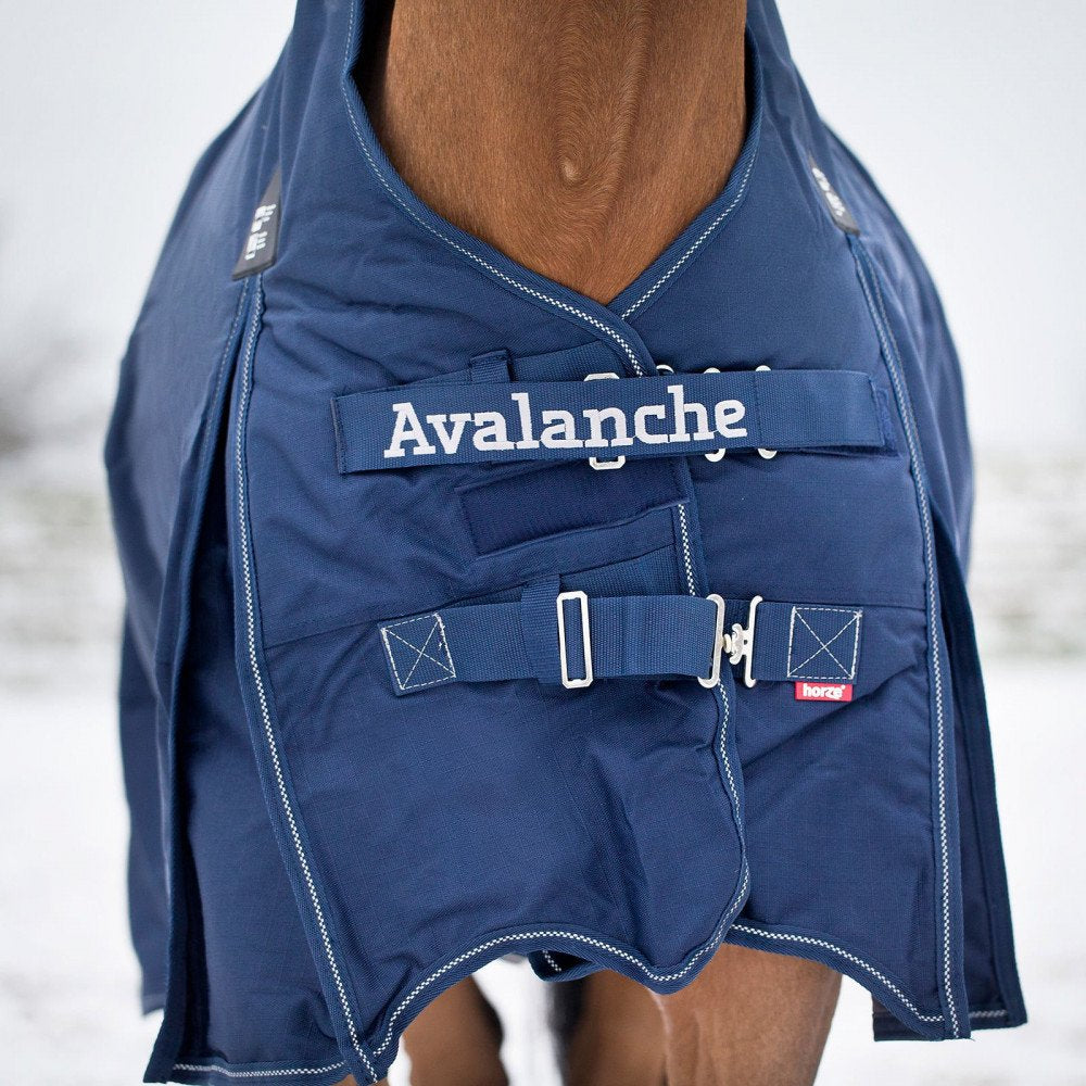 Horze Avalanche 1200D Ripstop High Neck Heavy Weight Waterproof Horse Turnout Blanket (300G Fill) - Peacoat Dark Blue - 84 In