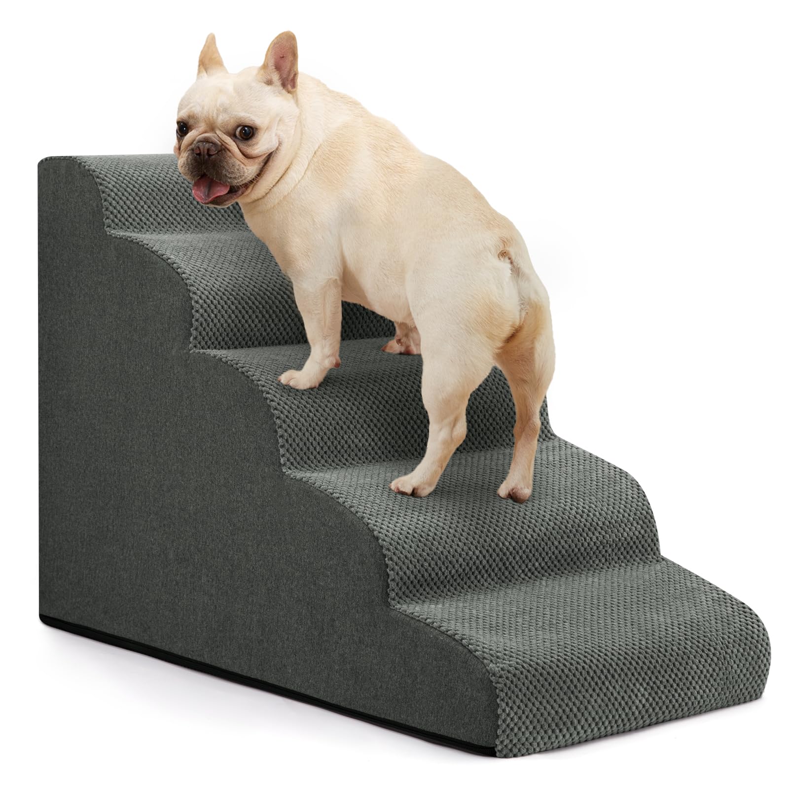 Aodisman Dog Stairs for Bed 22.4H,5-Step Dog Ramp for Small Dogs & Cats,Pet Steps for Dogs to get on High Bed, Indoor Anti-Slip 