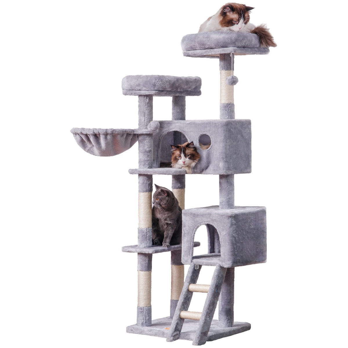 Heybly Cat Tree, Cat Tower For Indoor Cats,Multi-Level Cat Furniture Condo For Large Cats With 2 Padded Plush Perch, Cozy Basket