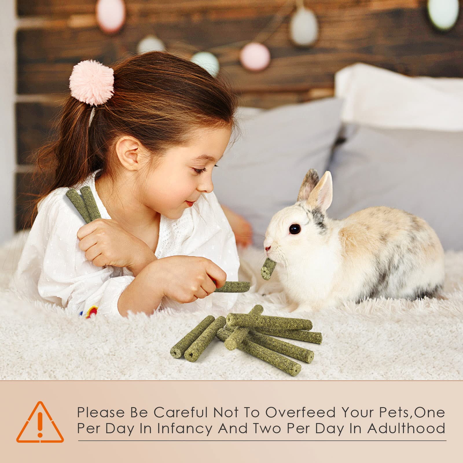 Bissap Timothy Hay Sticks for Rabbits 38PCS, Natural Timothy Grass Molar Teeth Stick Chew Toys for Bunnies Chinchillas Guinea Pi