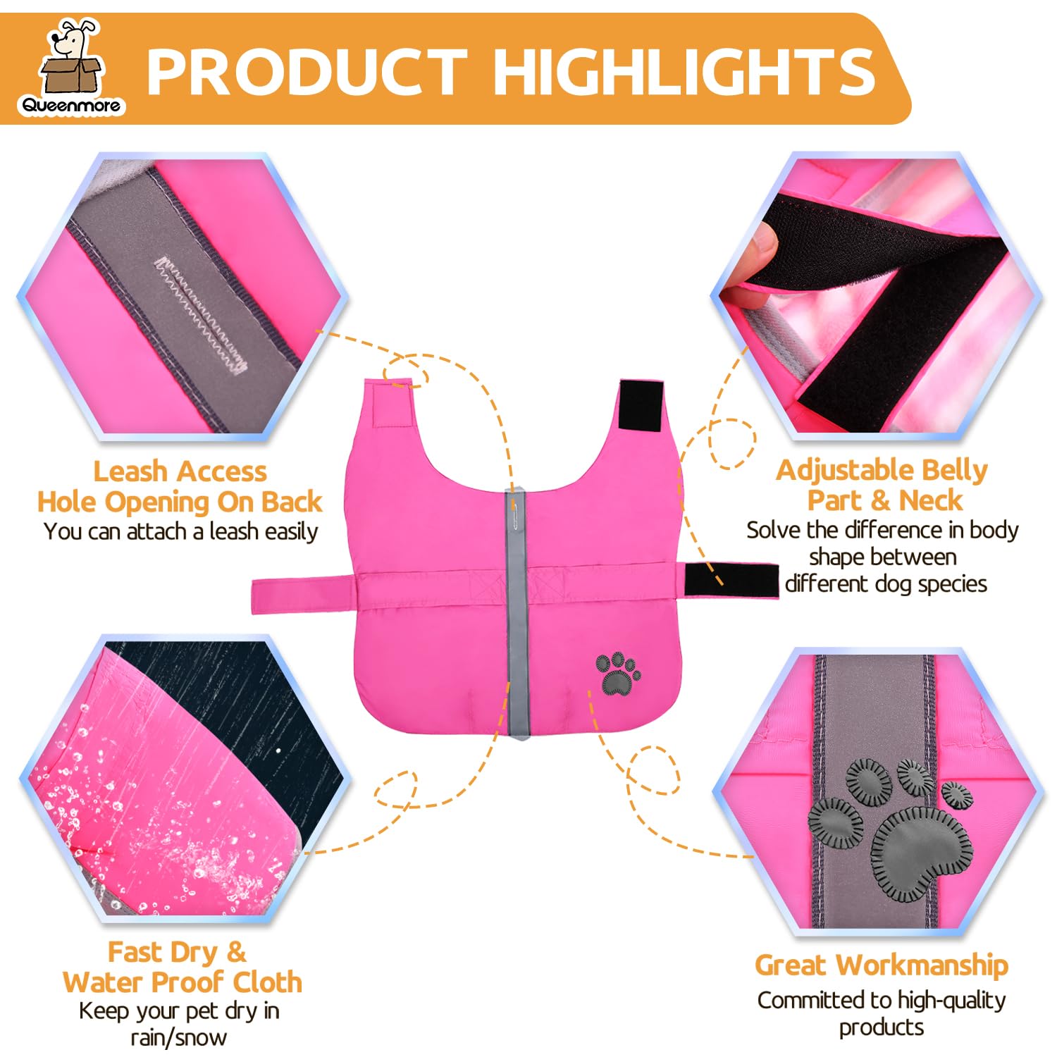 Queenmore Cold Weather Dog Coats Loft Reversible Winter Fleece Dog Vest Waterproof Pet Jacket Available In Extra Small, Small, M