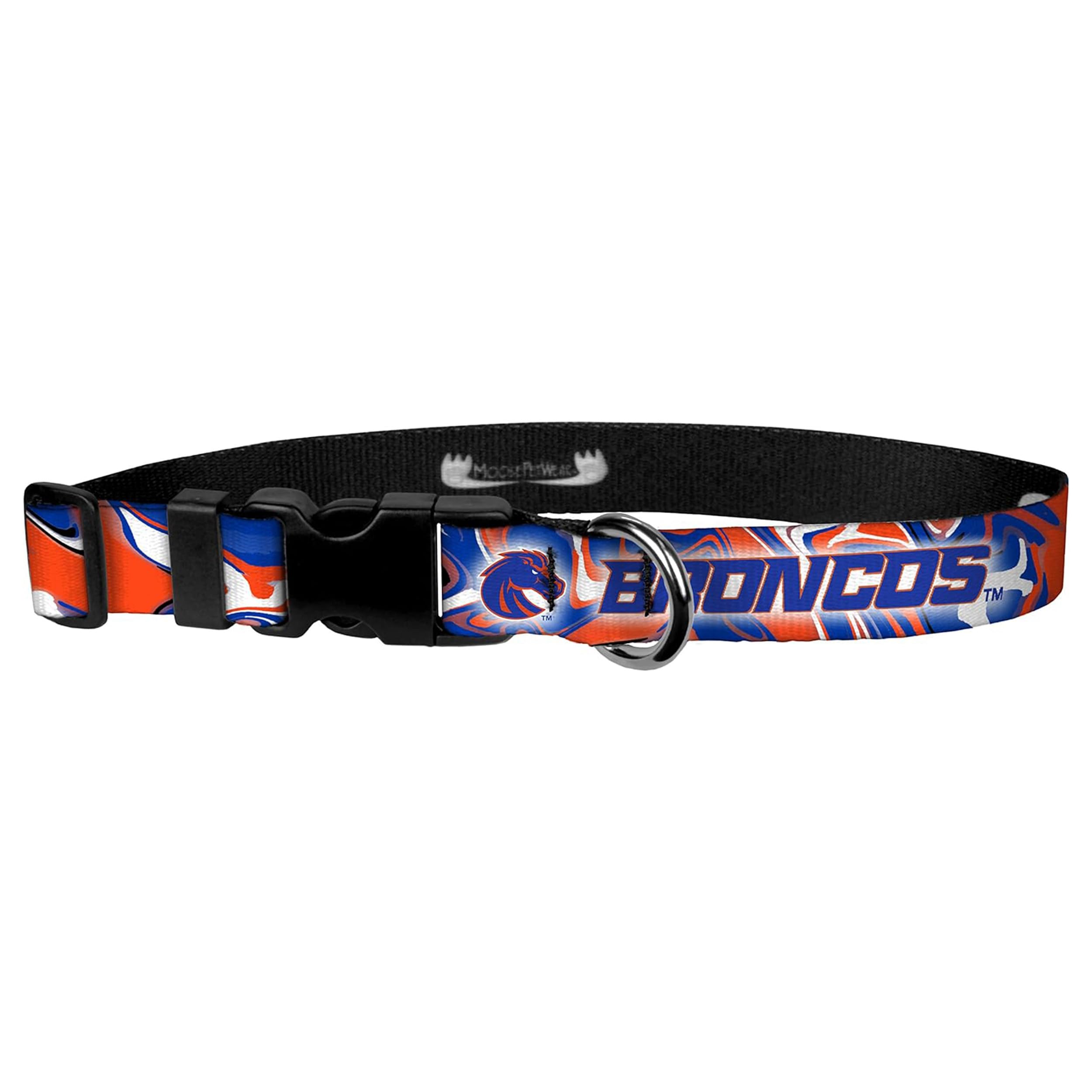Boise State University Broncos Dog Collar Adjustable Pet Collars, Pet Wear, 1 Inch Wide, Large, Bronco Swirl