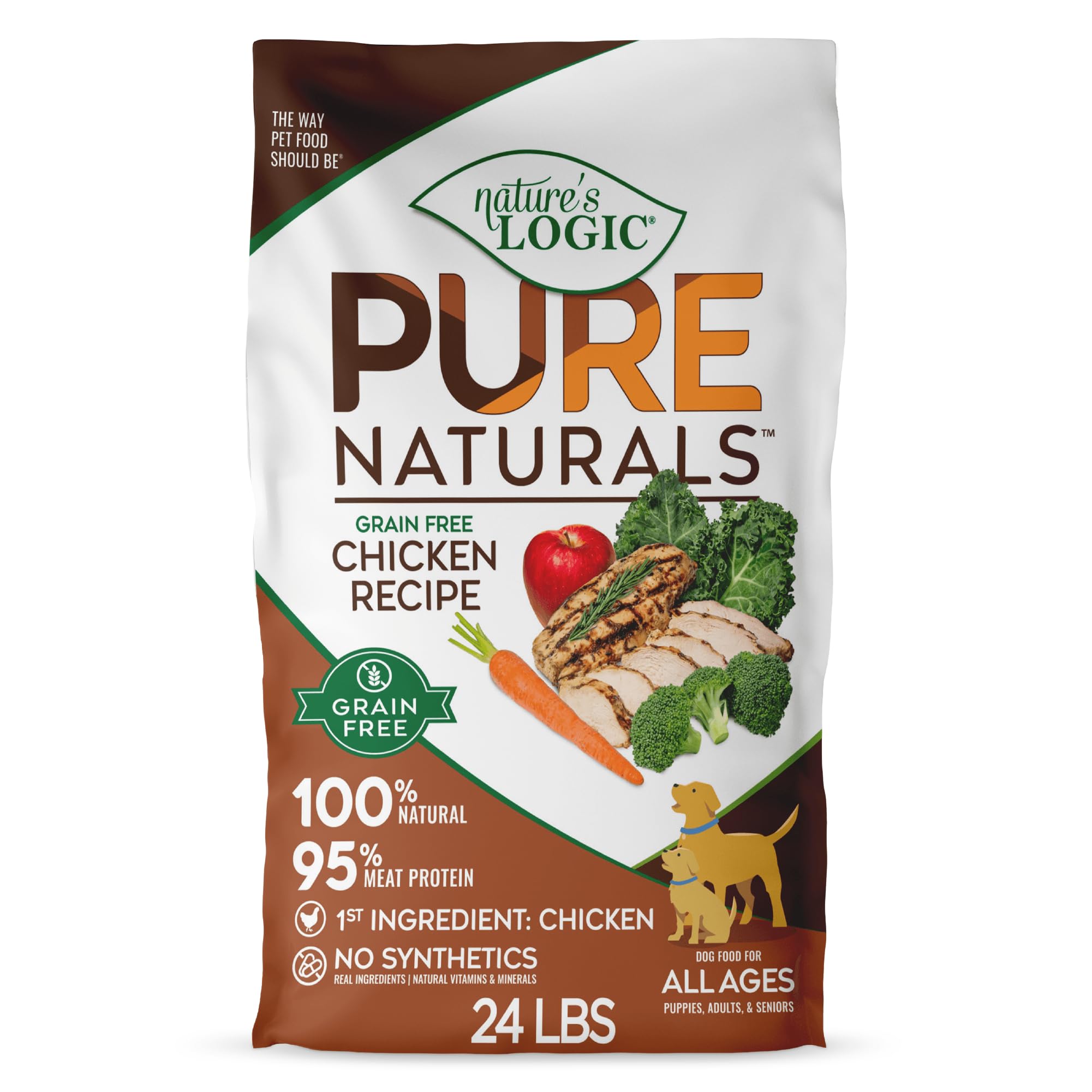 Natures Logic Pure Naturals 100% Natural Grain-Free Chicken Recipe Synthetic-Free Dry Dog Food, 24 lbs