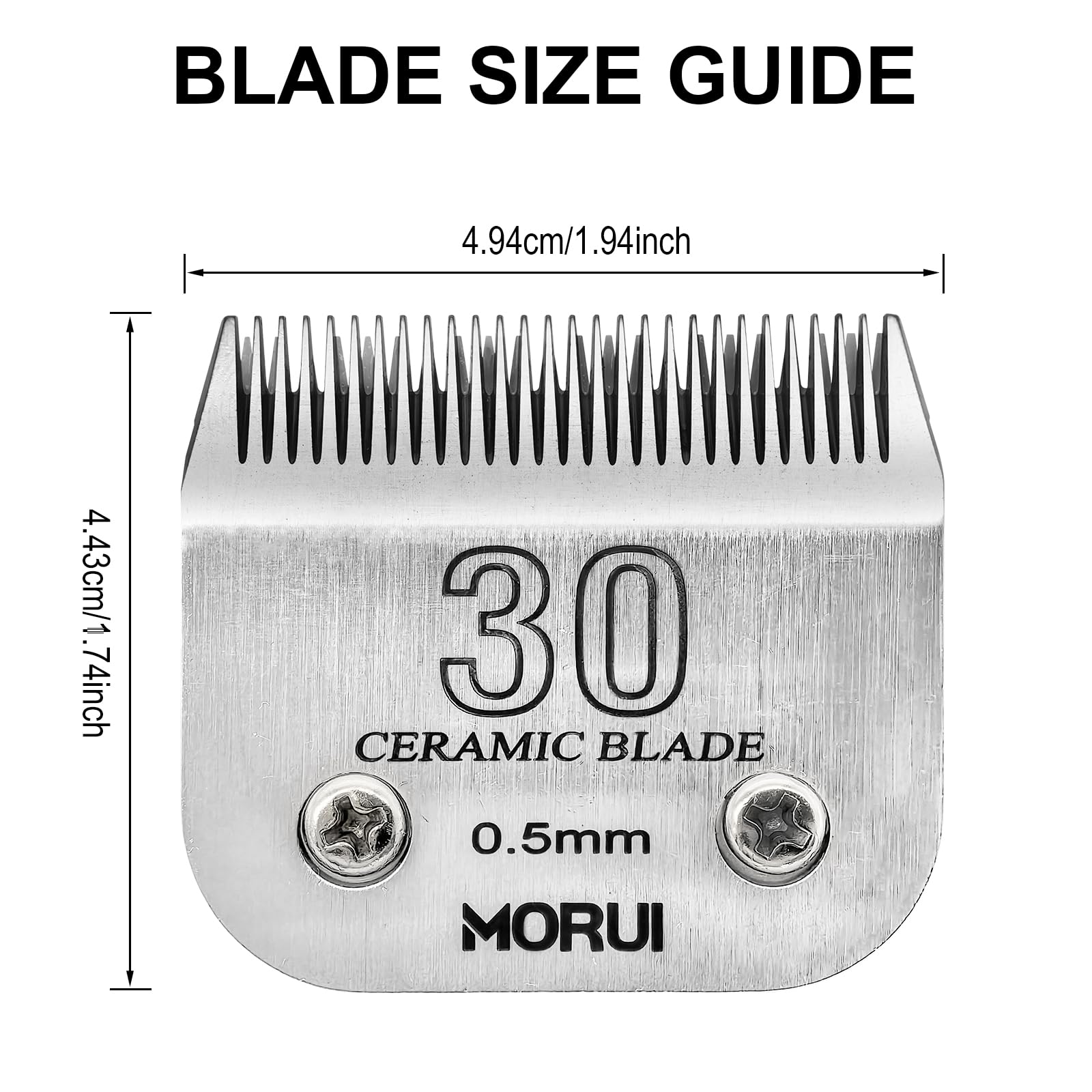 Morui 30 Cut Length 1/50''(0.5Mm) Detachable Ceramic Pet Dog Clipper Blades Compatible With Most Andis,Oster A5 Wahl Km Series C