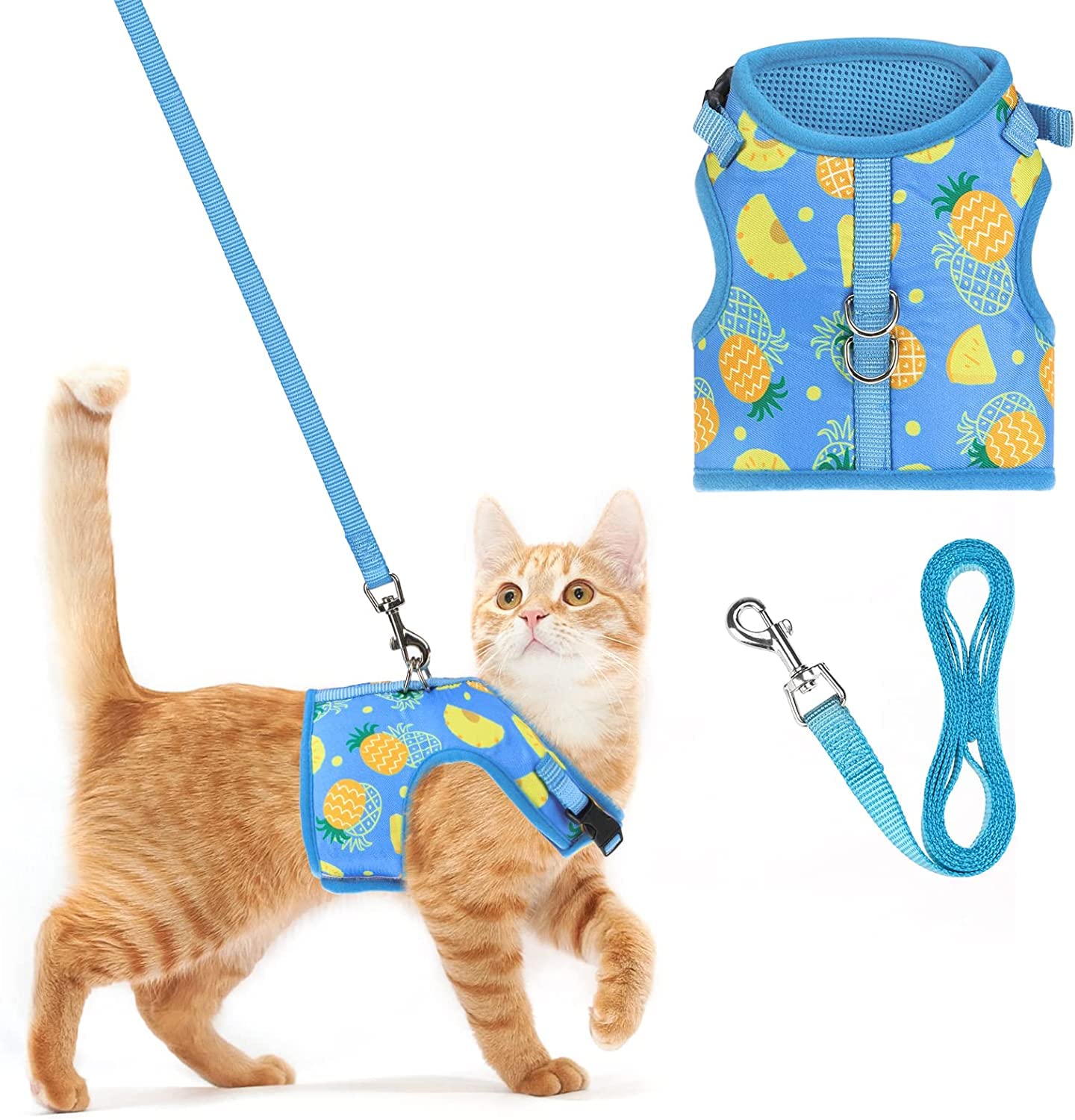 Pupteck Soft Mesh Cat Vest Harness And Leash Set Puppy Padded Pet Harnesses Escape Proof For Cats Small Dogs Rabbits Bunny