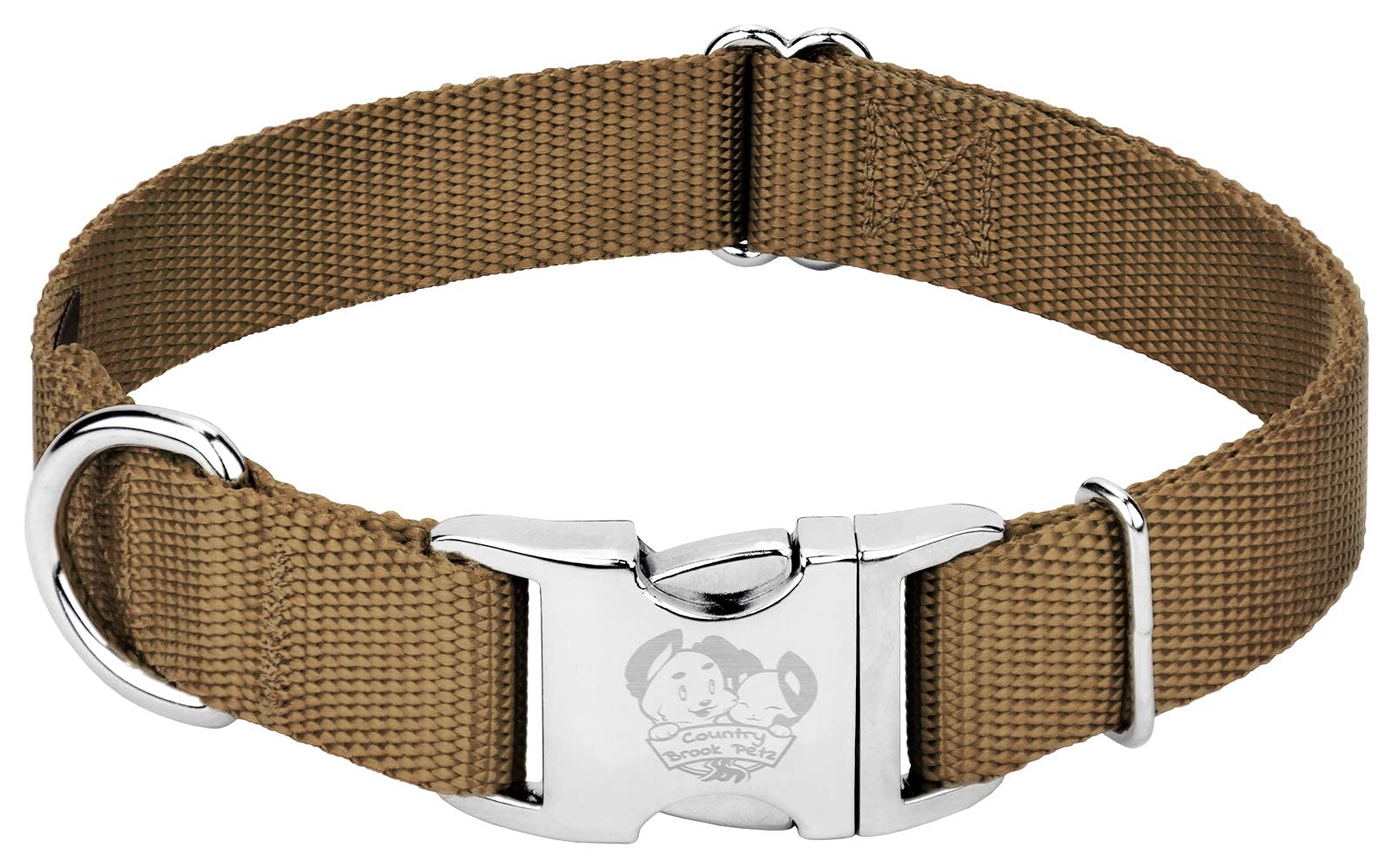 Country Brook Petz Premium Nylon Dog Collar with Metal Buckle for Small Medium Large Breeds - Vibrant 30+ Color Selection (Extra