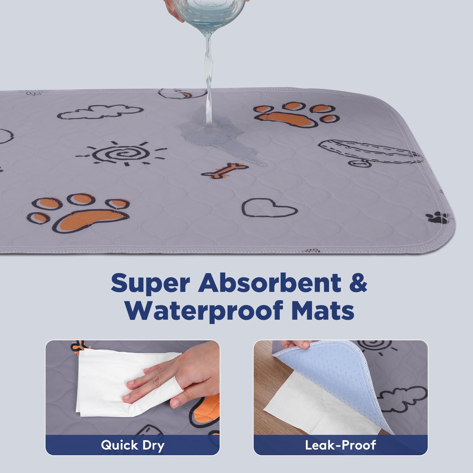 Washable Pee Pads for Dogs, 2 Pack Large 34 x36  Super Absorbent Reusable Puppy Pads Pet Training, 100% Waterproof Non-Slip Pad