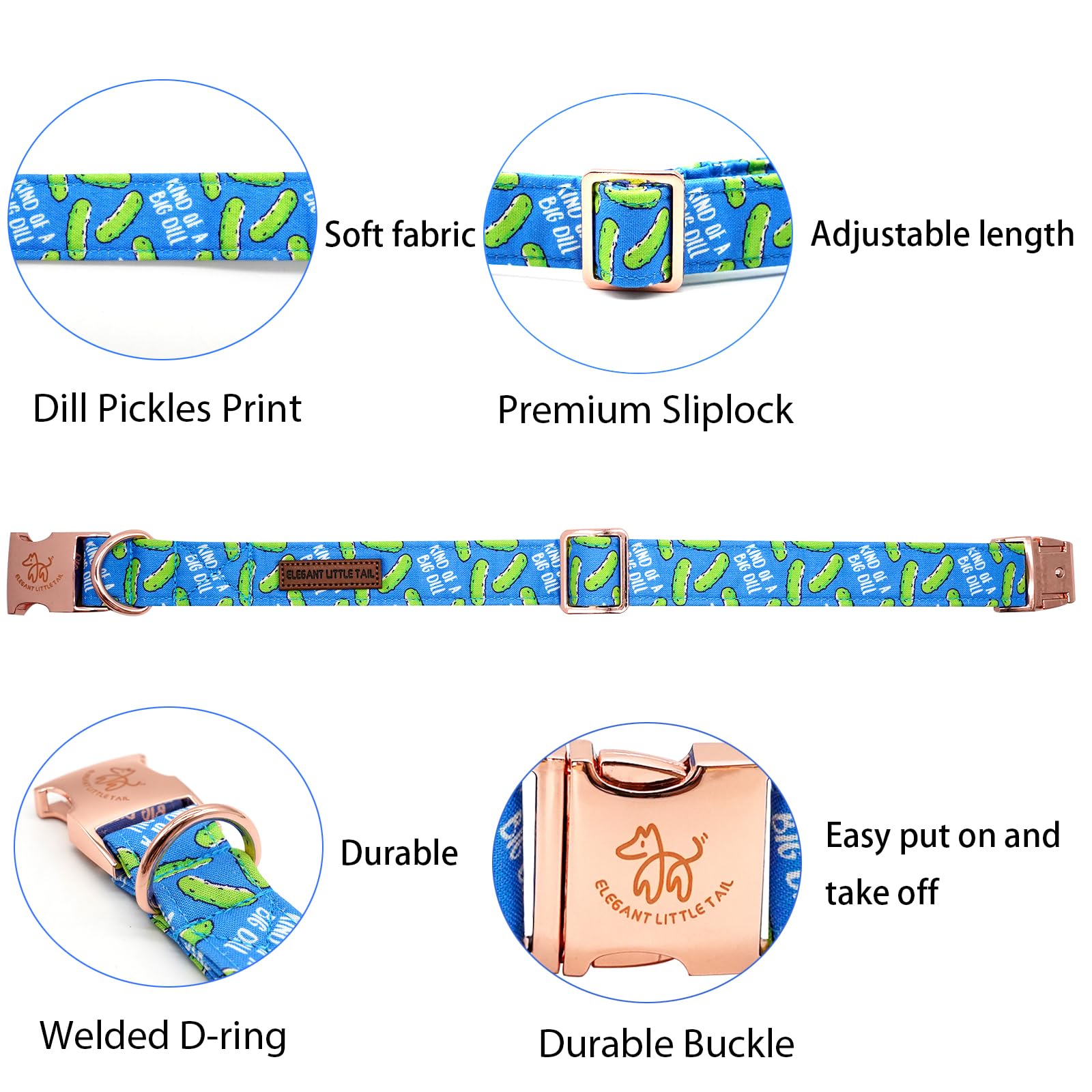 Elegant Little Tail Dog Collar, Blue Bear Pattern Pet Collar Durable Cute Dog Collars Male Or Female Pet Gift Adjustable Dog Col