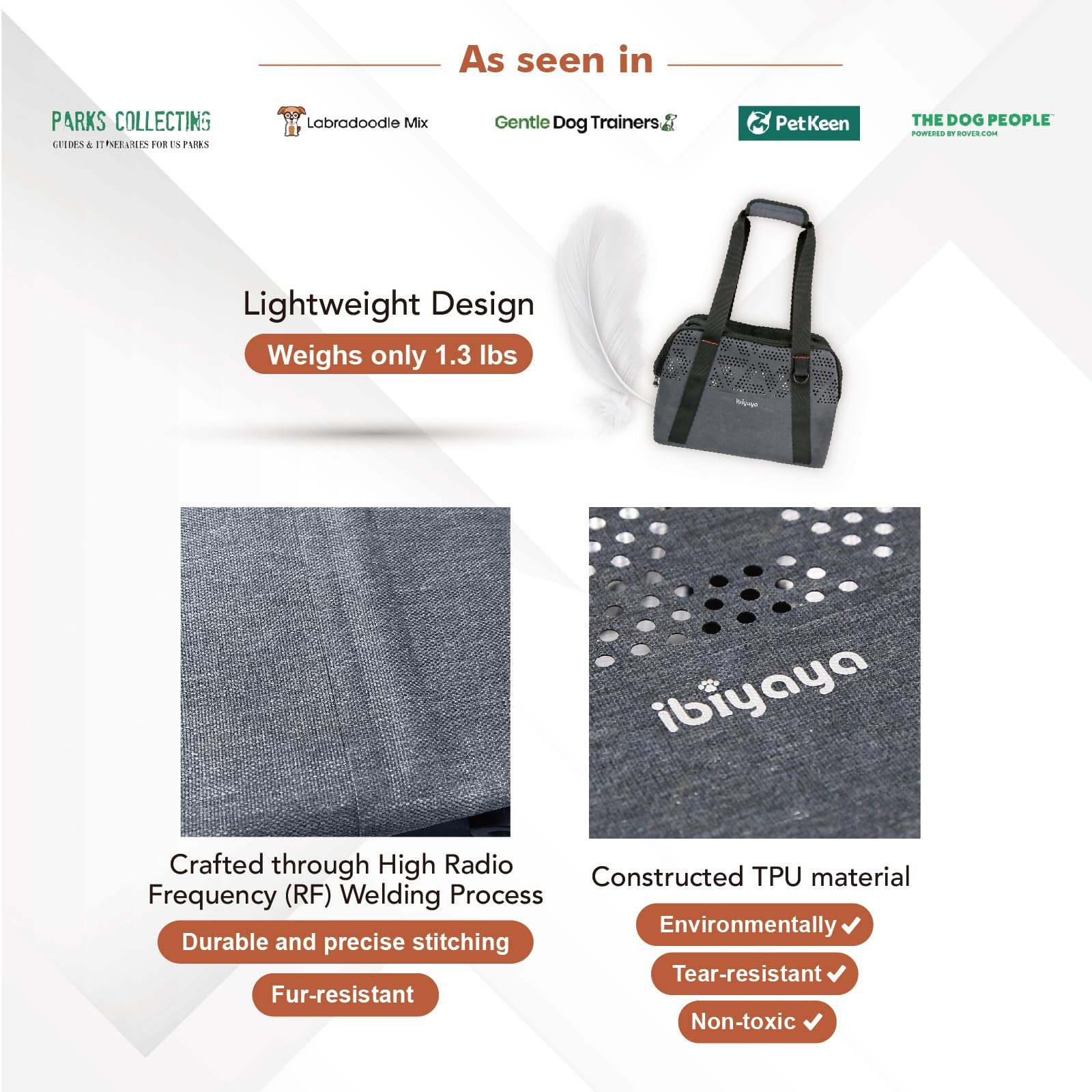 Ibiyaya - Small Dog Carrier Bag - Breezy Wanderer Pet Carrier For Small Dogs, Cats, And Rabbits - Travel Friendly And Water Repe