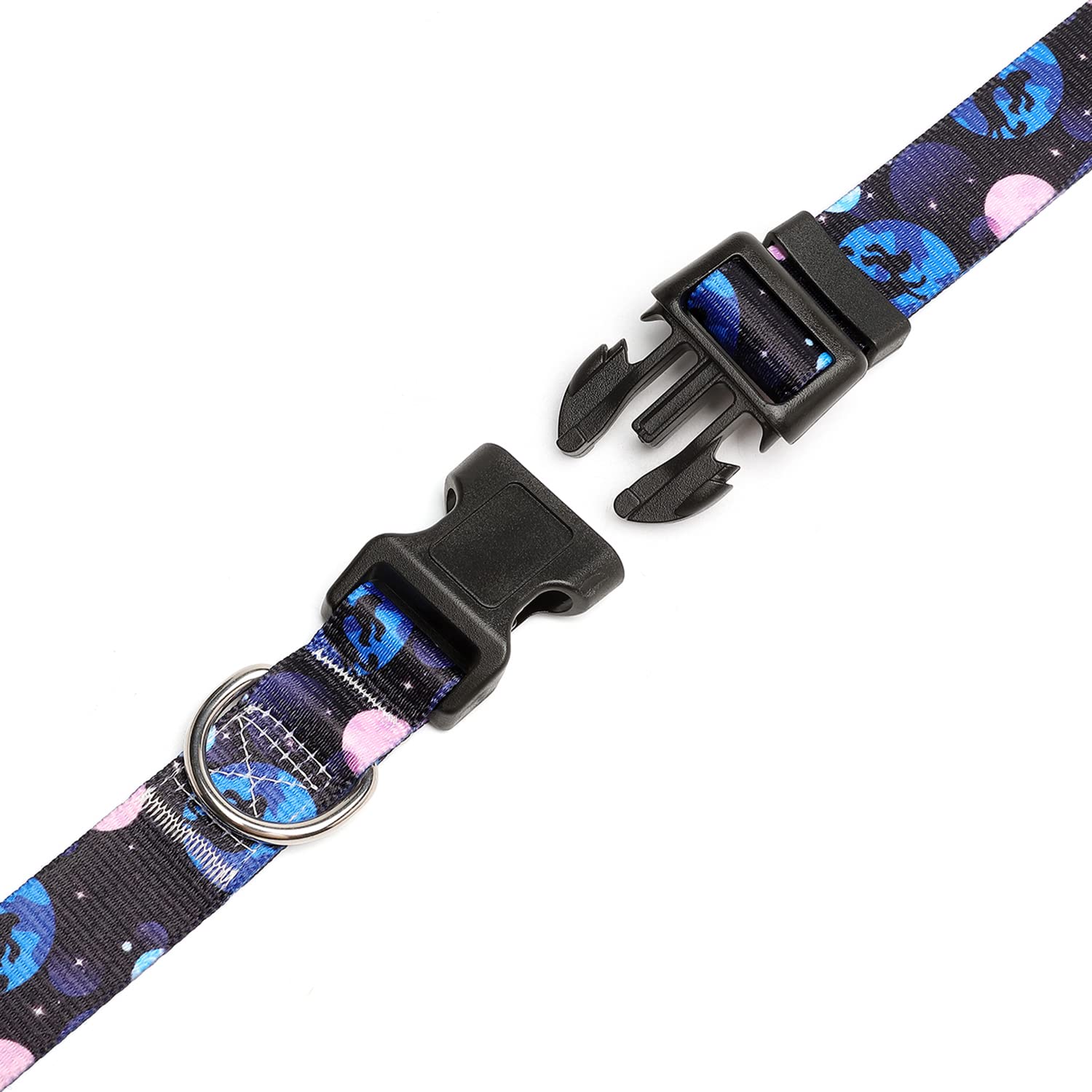 Mercano Adjustable Dog Collar - Special Design Patterns, Soft Nylon Comfortable Durable Pet Collar For Small Medium Large Dogs (L, Night Sky)