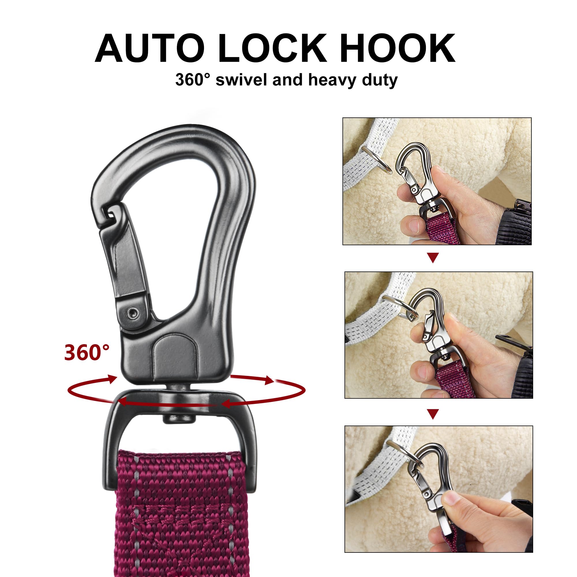 Petifine 5Ft Heavy Duty Dog Leash With Soft Padded Double Handle, Durable Strong Clasp Dog Leashes, Reflective Nylon Walking Lead For Large,Medium,Small Breed Dogs, Rose
