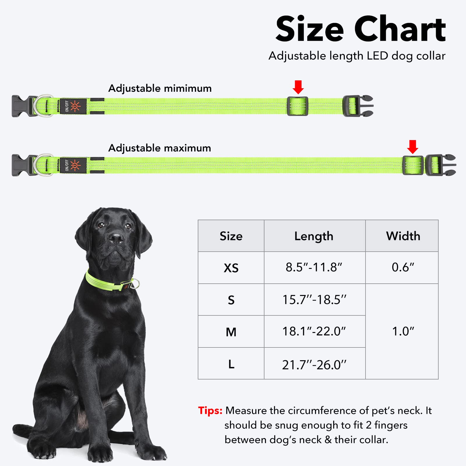 Illumifun Led Dog Collar, Nylon Reflective Light Up Dog Collar, Usb Rechargeable Pet Safety Collar Glow In The Dark (Greenⅲ, Small)